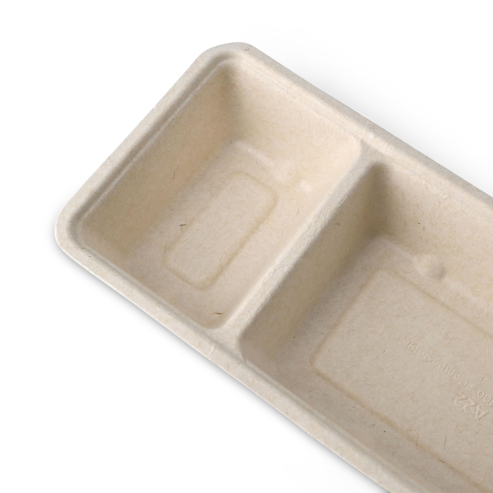 BIOZOYG Barquetas para Patatas Fritas de Caña de Azúcar 800 Unidades 2 Compartimentos 9,5 x 20 x 3,5 cm - Cuencos Desechables Compostables Cestas Ecológicas Biodegradables - Bagazo Chips Salsas
