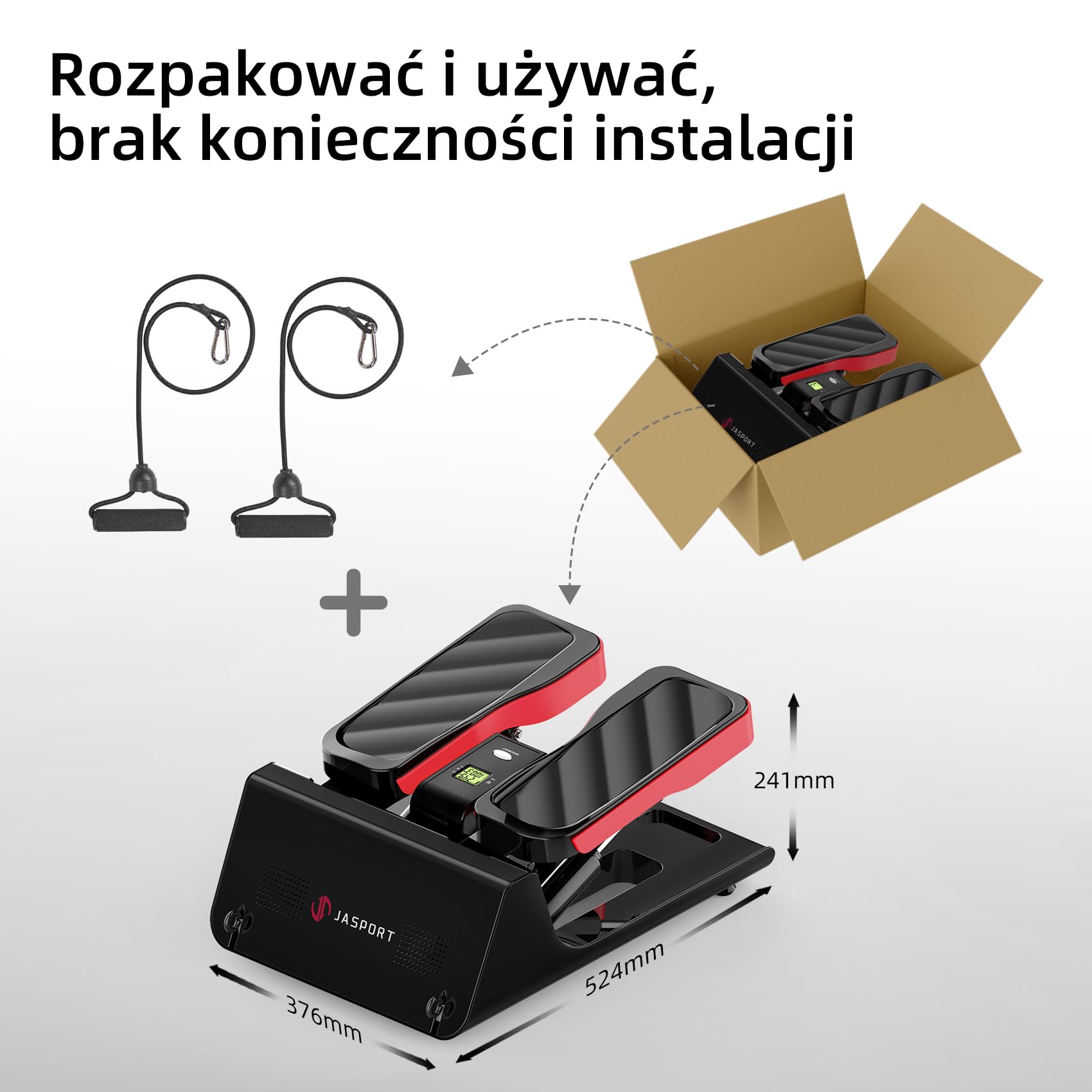 ST3 Mini stepper z linami Power Rope i wyświetlaczem – domowy trenażer do domu, cichy cylinder hydrauliczny, urządzenie fitness, obciążenie do 100 kg