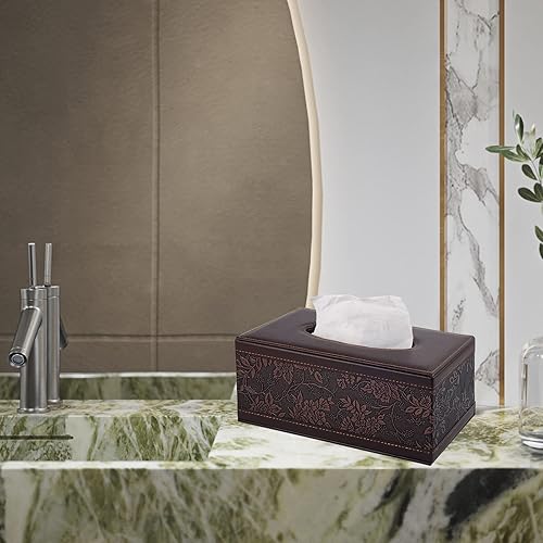 Miniatura 6 de Funda rectangular para caja de pañuelos de piel sintética antigua, dispensador, soporte de pañuelos para auto con parte inferior magnética,