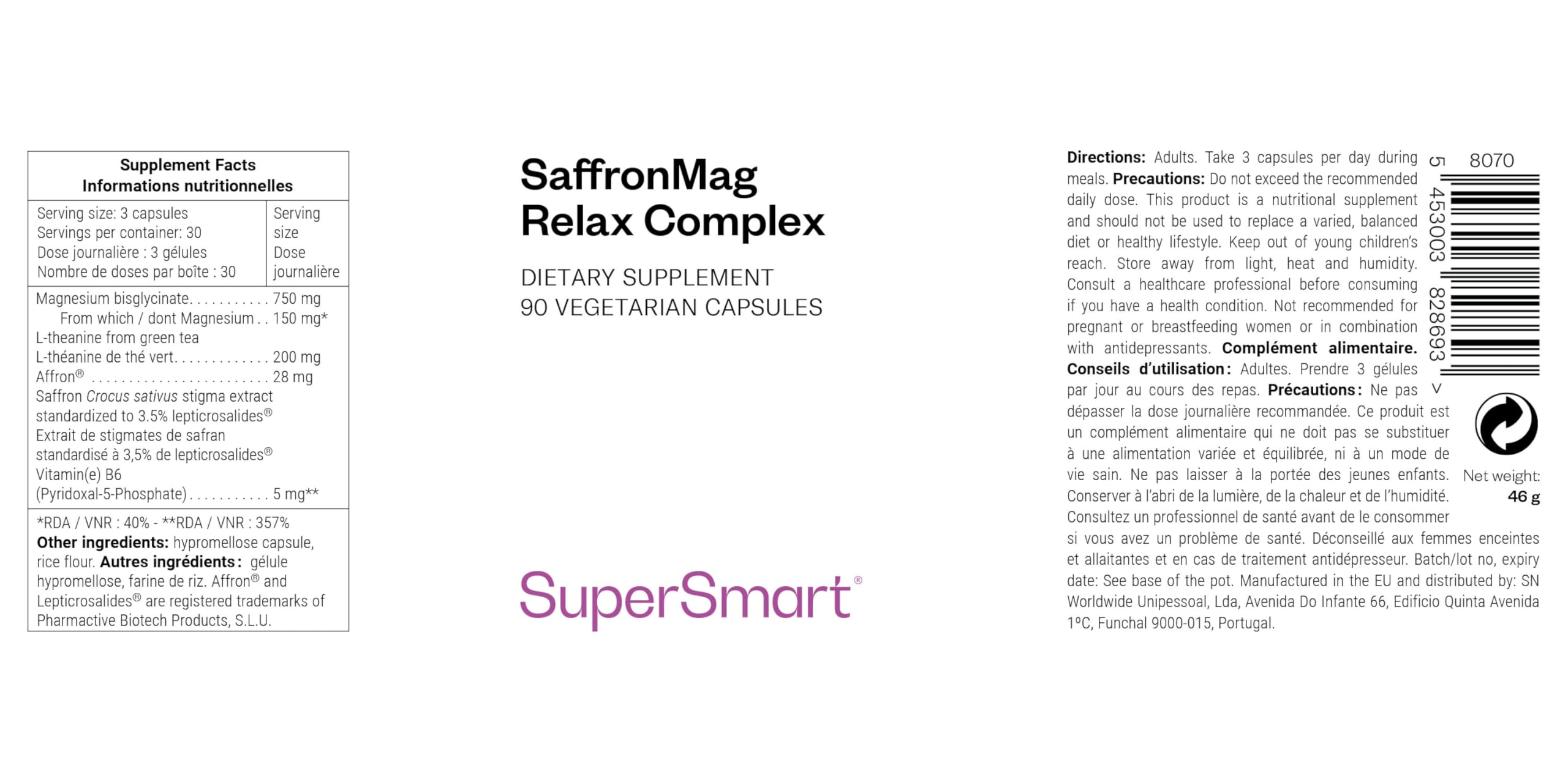 SaffronMag Relax Complex - Anti-Stress für Erwachsene - SuperSmart