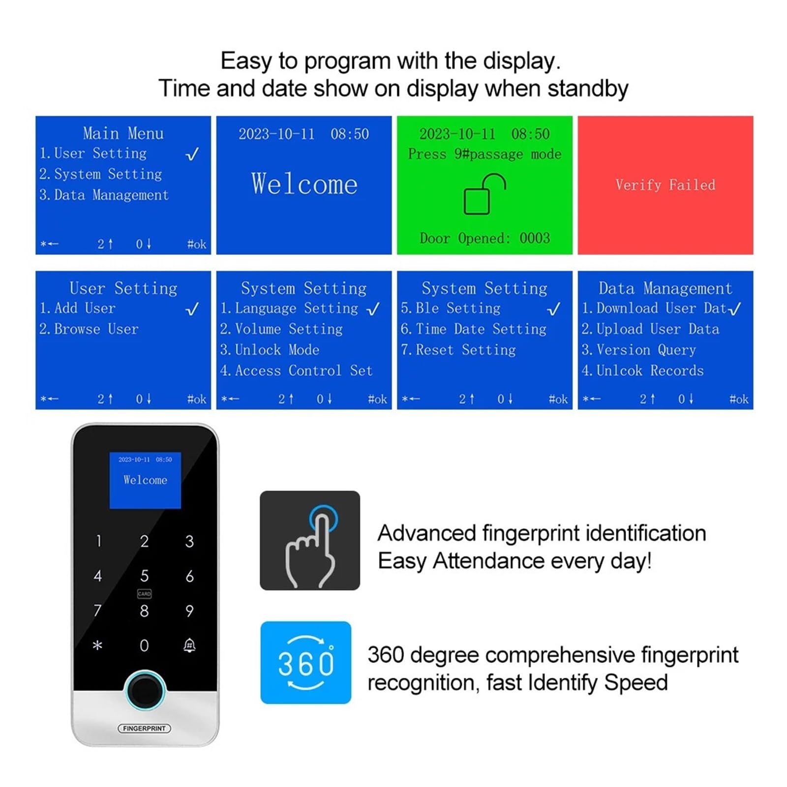 Bluetooth Smart Fingerprint RFID Kontrola dostępu Klawiatura dotykowa Wodoodporny otwieracz drzwi Zamek bezkluczykowy, Europejski standard dopasowania
