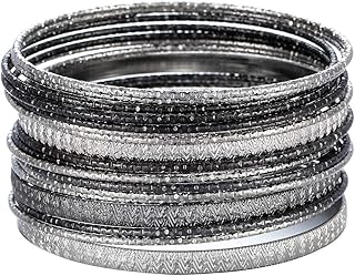 Ensoul Multiple Textured Metal Bracelets & Bangles Set for Women 18Pcs/Set