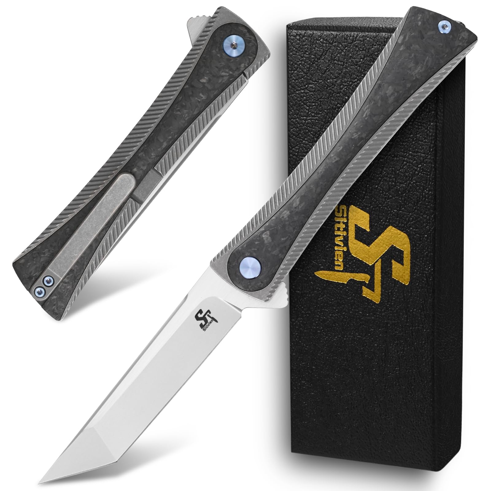 Amazon.com : Sitivien ST994 Folding Knife,Handmade M390 Brushed