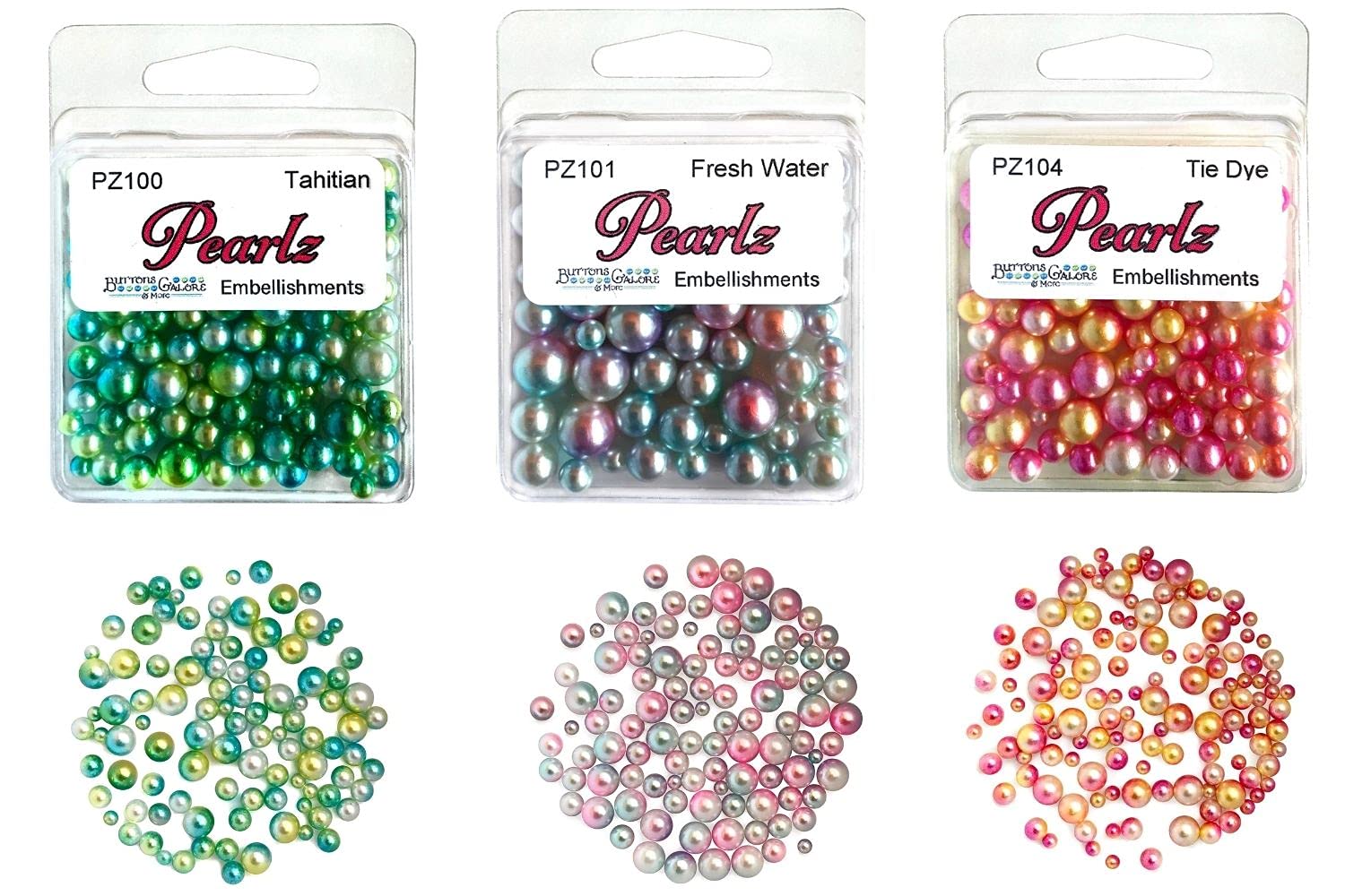 Buttons Galore Colorful Ombre Pearls for Crafts - Over 300 Pearls Tahitian Tie Dye Fresh Water