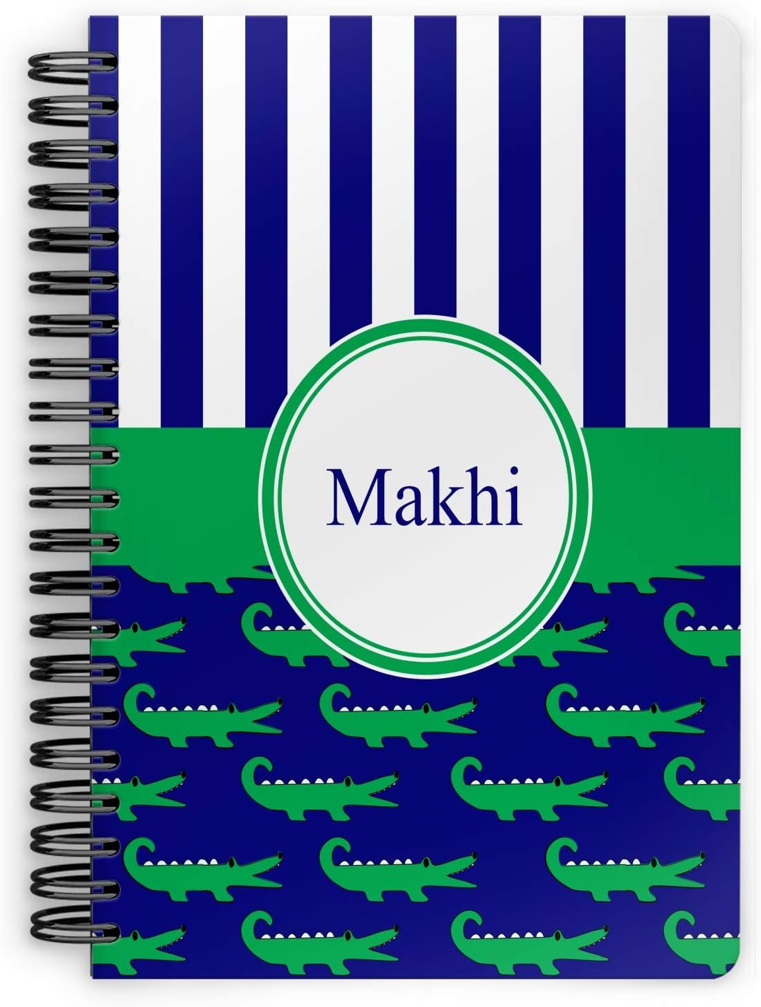 Personalized Alligators & Stripes Spiral Notebook - 7x10 w/Name or Text