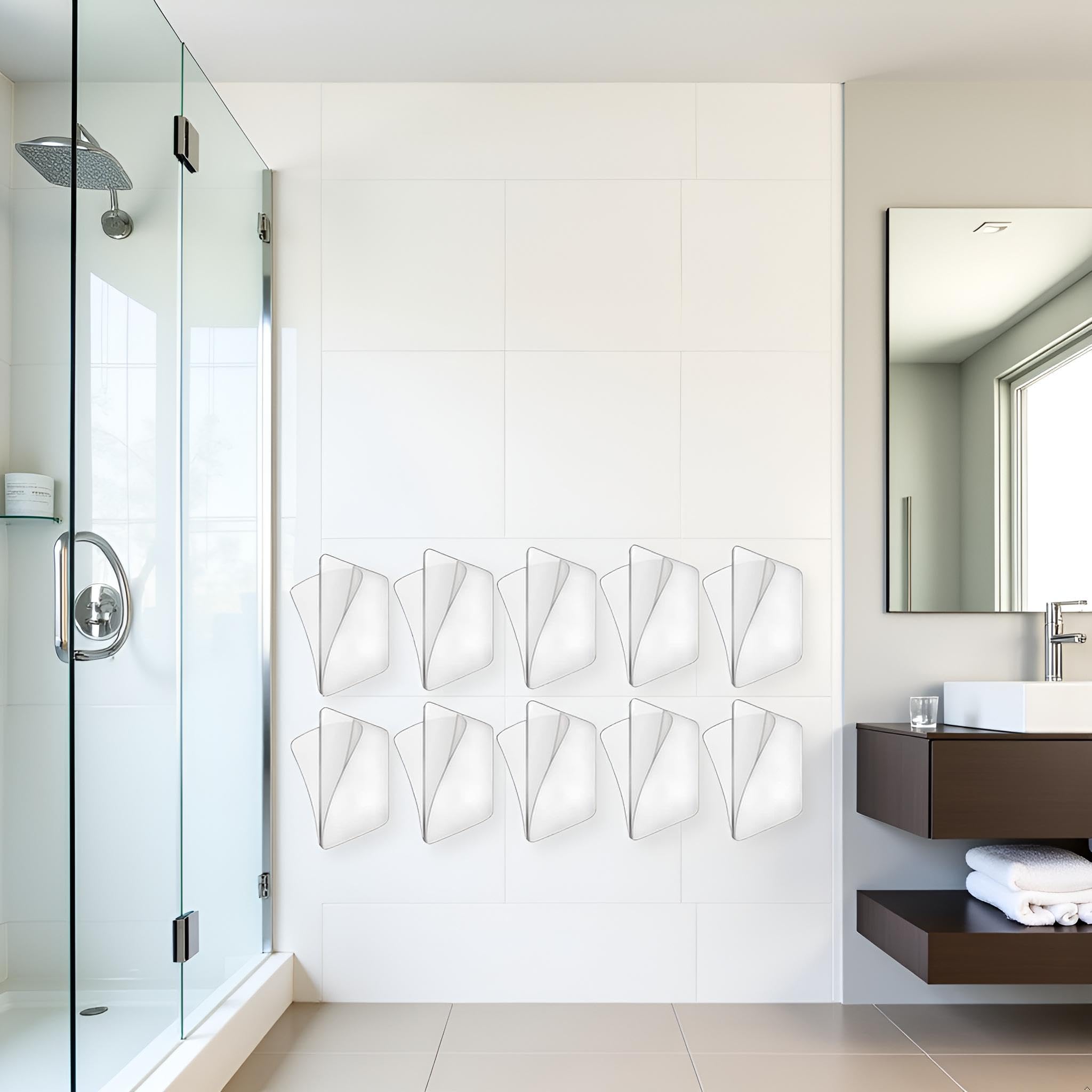 10 almohadillas adhesivas transparentes de repuesto para montaje en pared para cocina, baño, ducha, organizador de bastidor, ganchos adhesivos sin clavos, accesorios de ducha (adhesivo de doble cara)