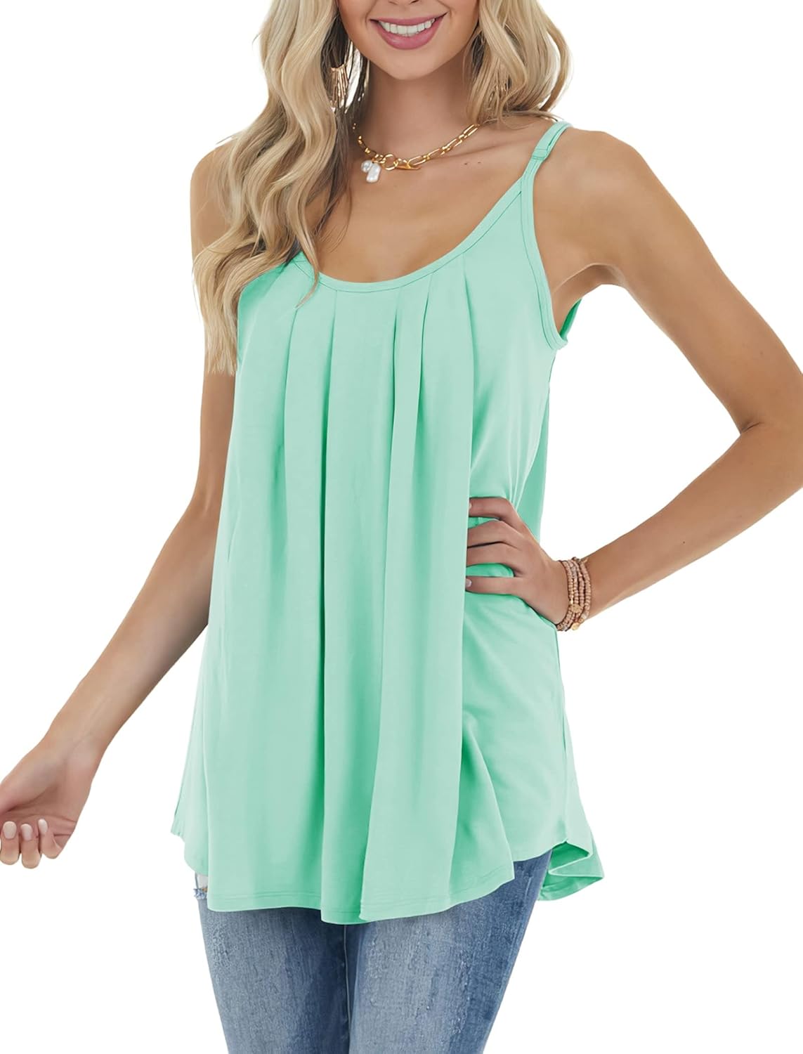 Stylish und Sexy: DUOEASE Plissiertes U-Ausschnitt Tank Top für Damen