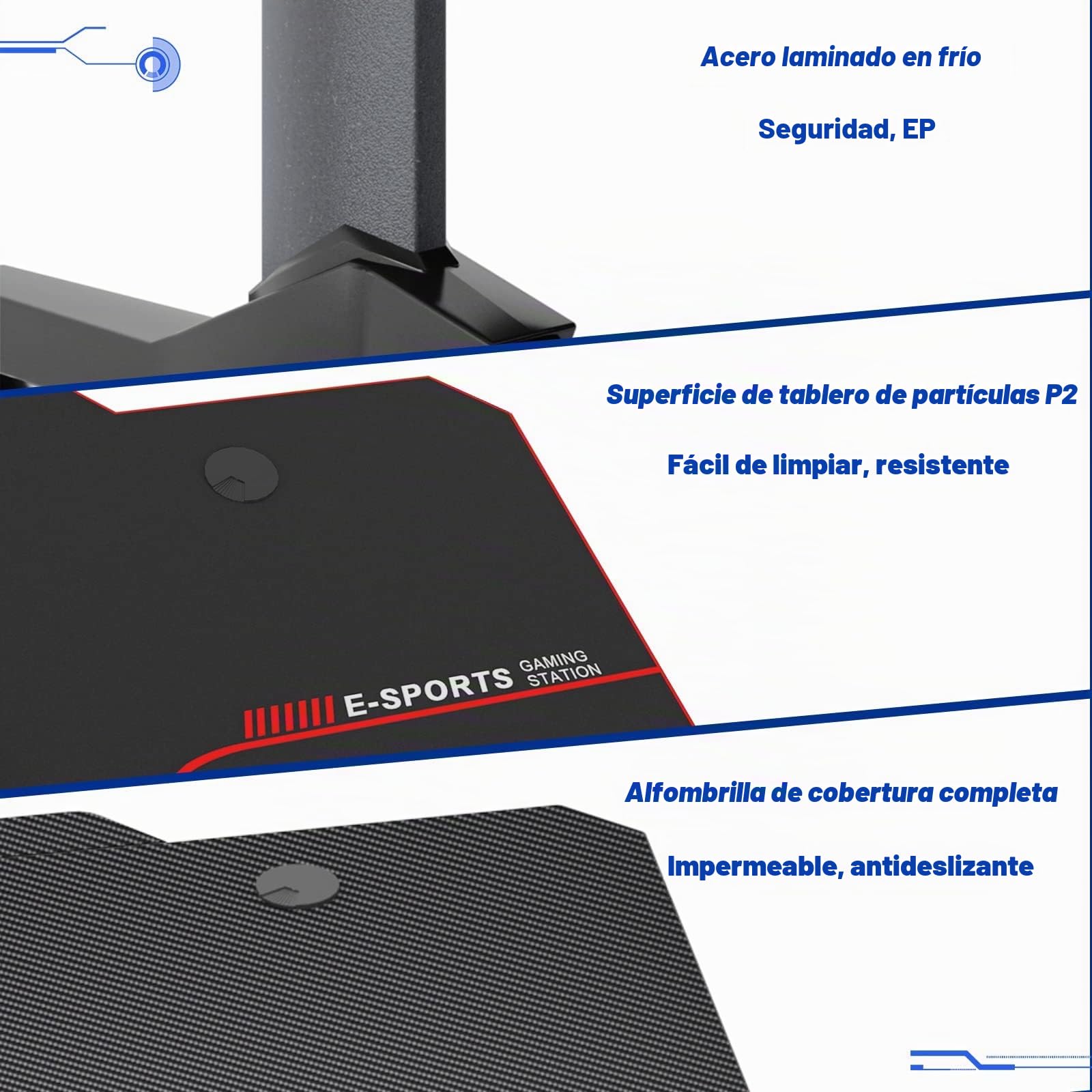 sogesfurniture Mesa de Juegos para computadora, Ergonomic Gaming Desk Mesa de Juegos para PC con Portavasos y Gancho para Auriculares, 140x65x75cm, Negro ST-Eagle-1400BK-BH