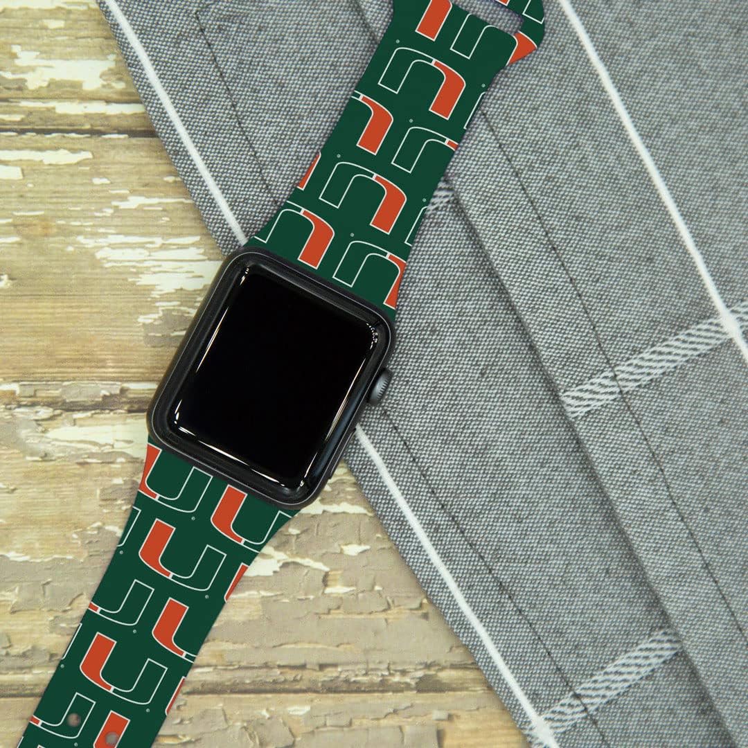 Affinity Bands Miami Hurricanes HD Combo Package Compatible with Apple Watch and AirPods Gen 1 & 2 (42/44/45/49mm (46mm Series 11) Long Repeating)