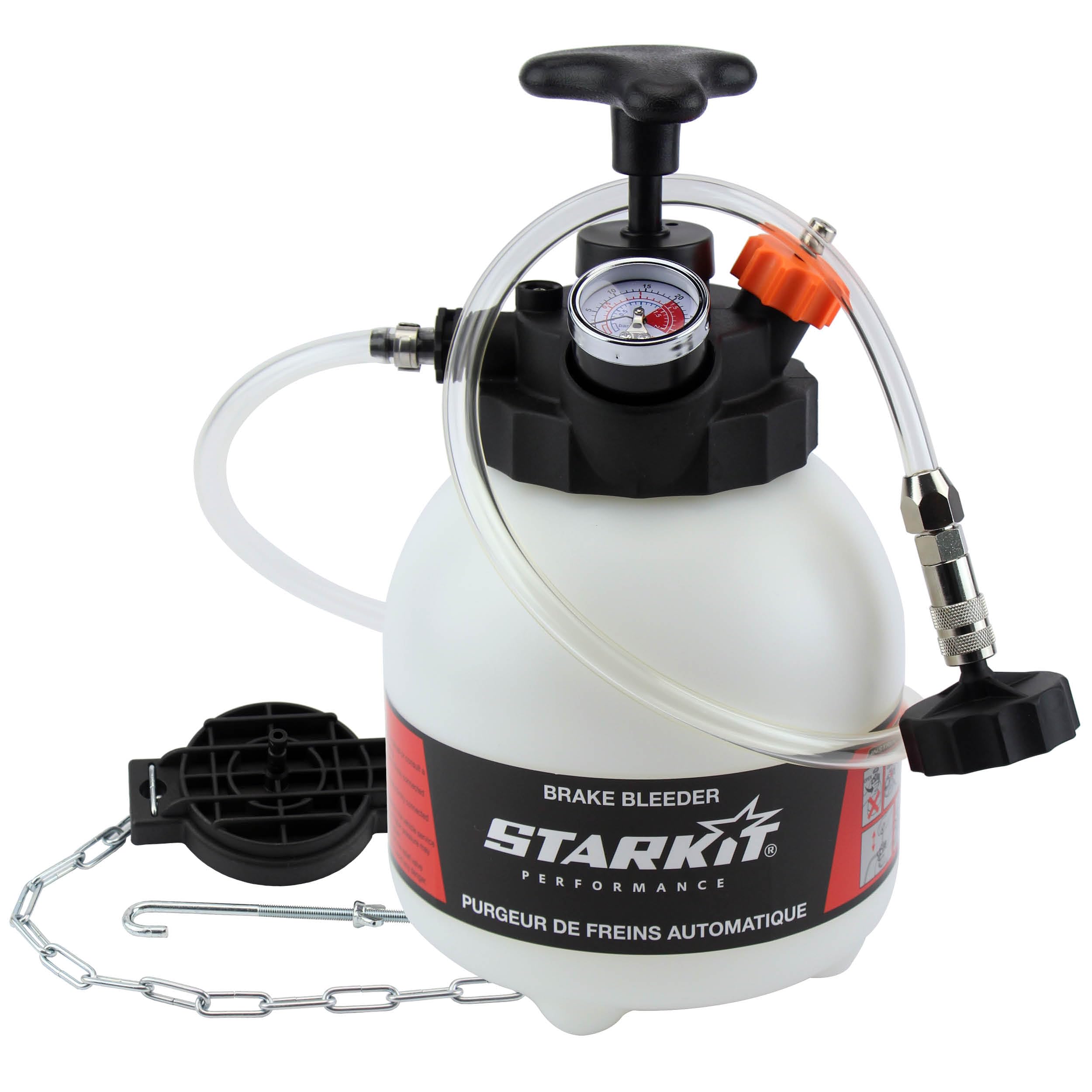 STARKIT PERFORMANCE Bremsenentlüftungsgerät (3 Liter) mit markenübergreifenden Adaptern. Bremsflüssigkeits-Entlüfter | Professioneller Bremsenentlüfter für Autos – PROFIQUALITÄT