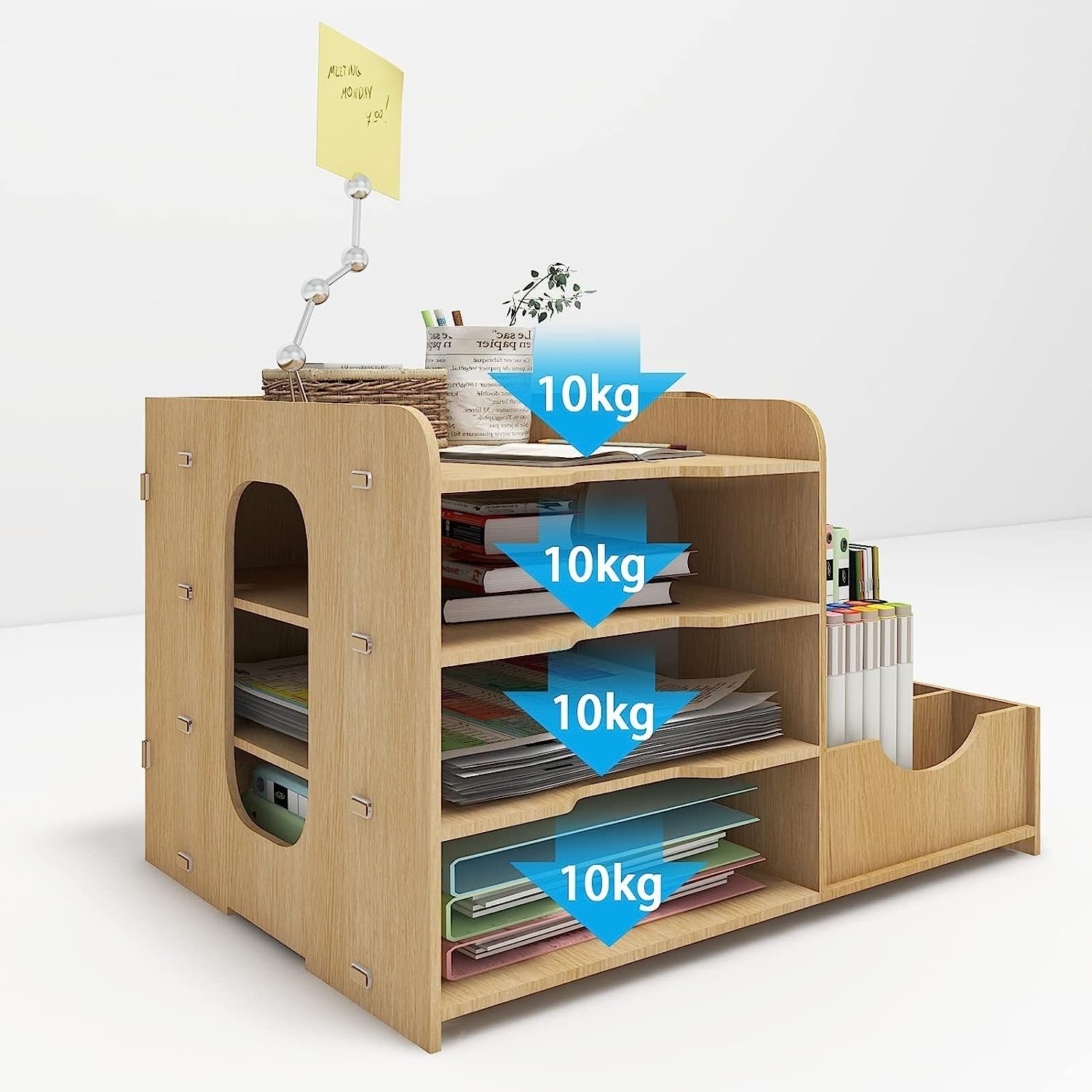 PUNCIA A4 Dokumentenablage Ablagefächer aus Holz Briefablage Papierablage | Schreibtisch Datai Organizer Ablagesystem Aktenaufbewahrung Dokumentenhalter für Büro Arbeitszimmer Schule Office