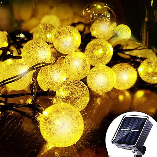 Miniatura 7 de BORDSTRACT Tira de luces solares de 31 pies, 50 luces LED de Golbe con 8 modos, IP65, impermeable, funciona con energía solar, luces de patio para