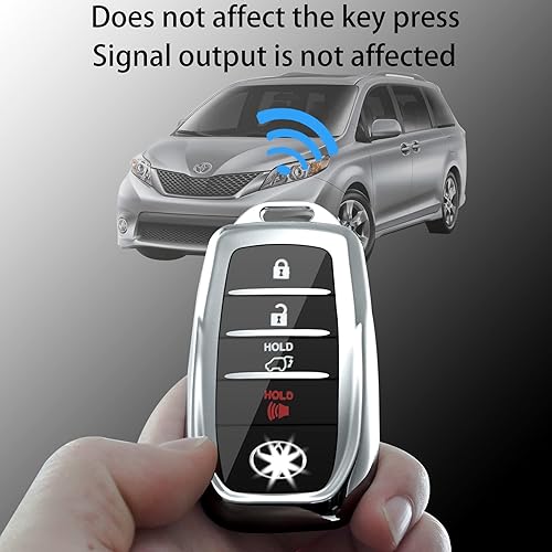 Miniatura 6 de Funda para llavero Toyota, funda con cadena, TPU de protección de 360 grados compatible con Venza 2021-2022, RAV4 Prime, Sienna, Land Cruiser,