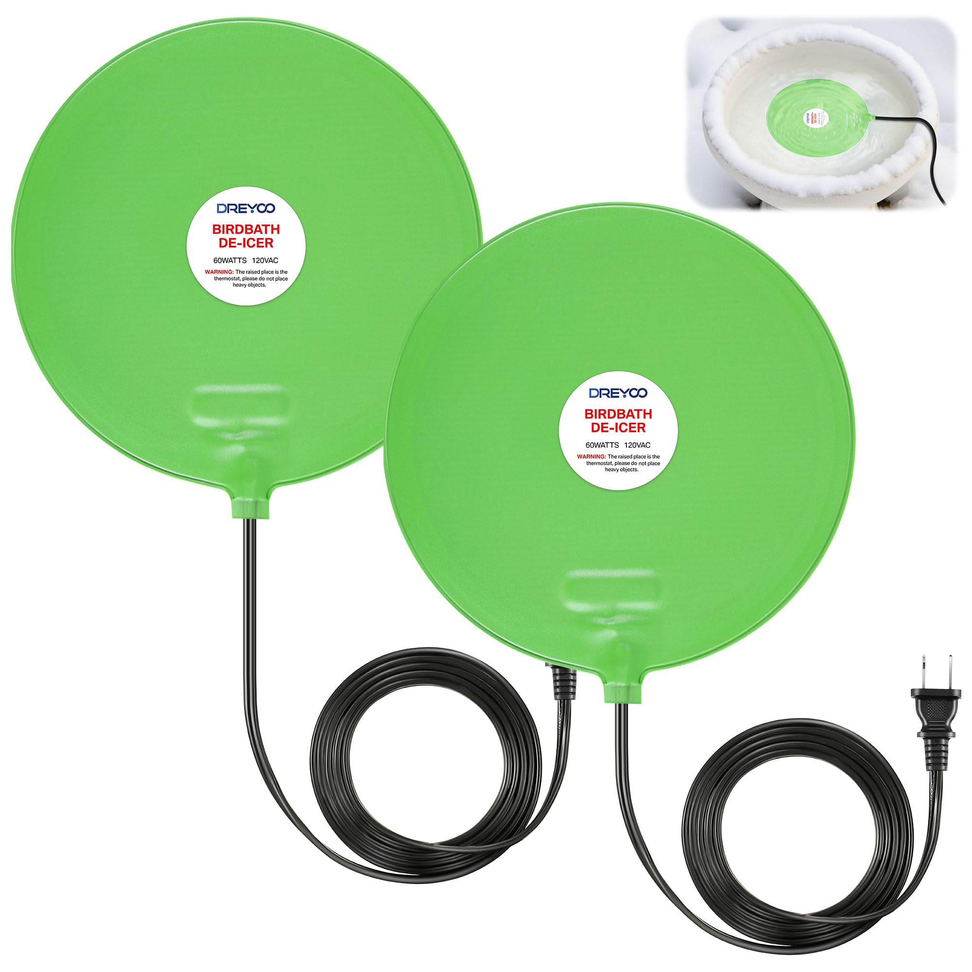 Dégivreur submersible de qualité pour bain d'oiseaux et faune extérieur 60W Dreyoo