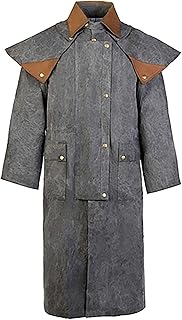 CHALLENGER MENS OIL CLOTH OILSKIN WESTERN AUSTRALIAN DROVER WATERPROOF DUSTER COAT JACKET 23101