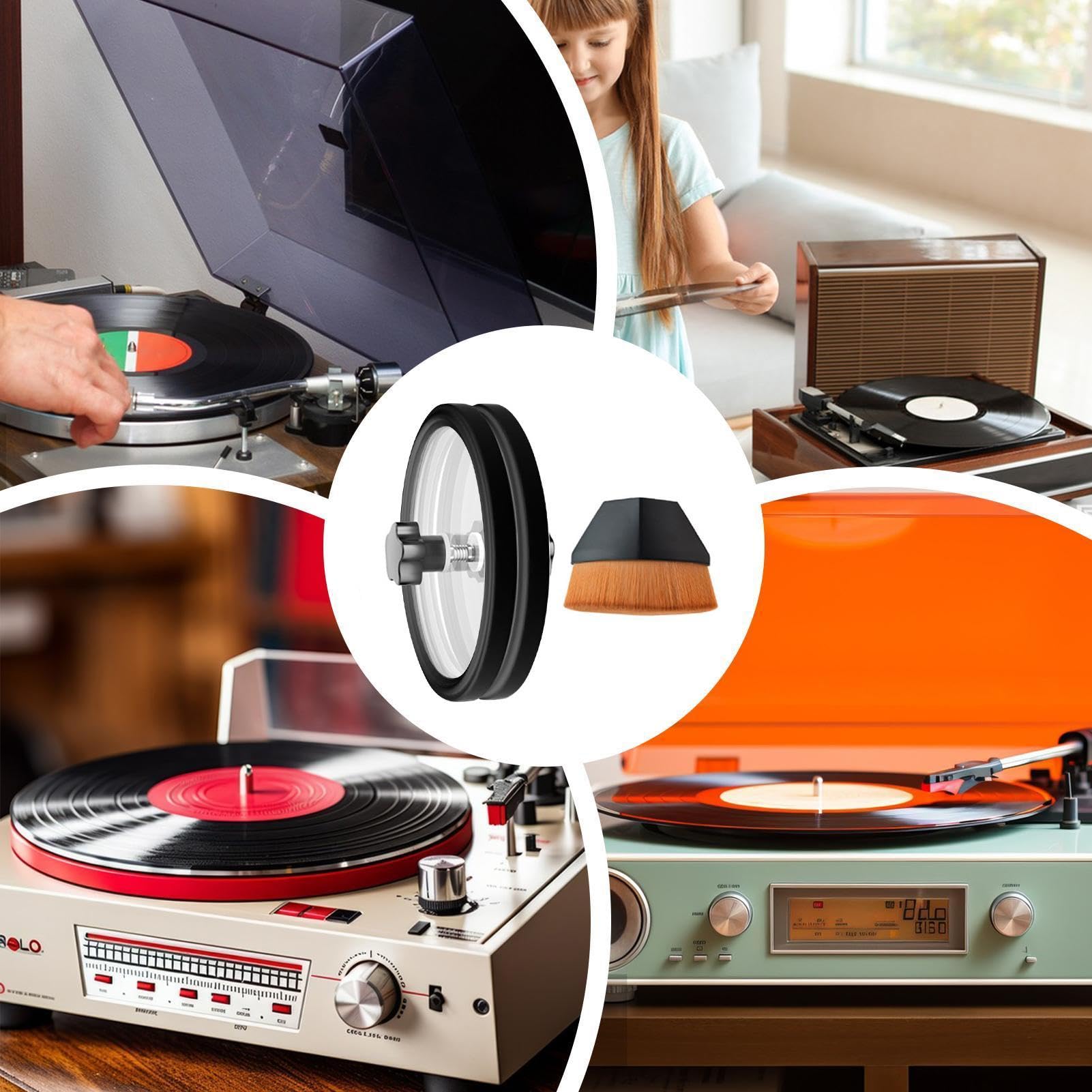 Salva etichette discografiche – Kit di spazzole per la pulizia di album in vinile, strumento per la rimozione della polvere dei dischi LP, set di protezione antigraffio per la cura delle etichette