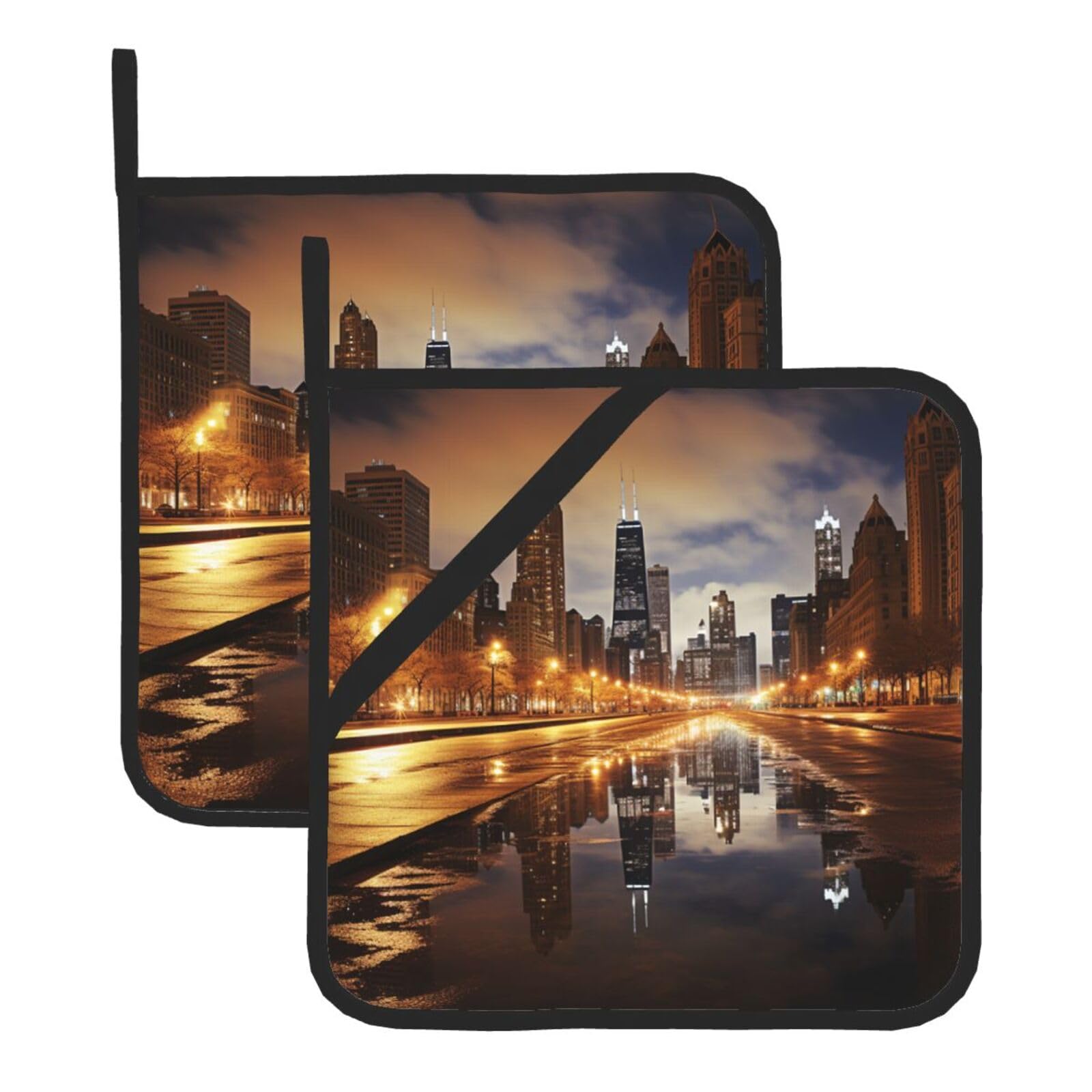 2Pcs Pot Holders for Kitchen Heat Resistant Potholder Chicago Hot Pads for Countertops Oven Pot Holders for Cooking Baking Kitchen Hot Mat Trivet 8 inch Hot Pad