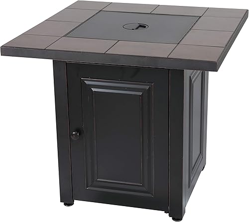 Miniatura 3 de Endless Summer, The Vanderbilt, Fogata cuadrada de propano para exteriores de 28 pulgadas con mantel de azulejos de cerámica hecho a mano y roca de