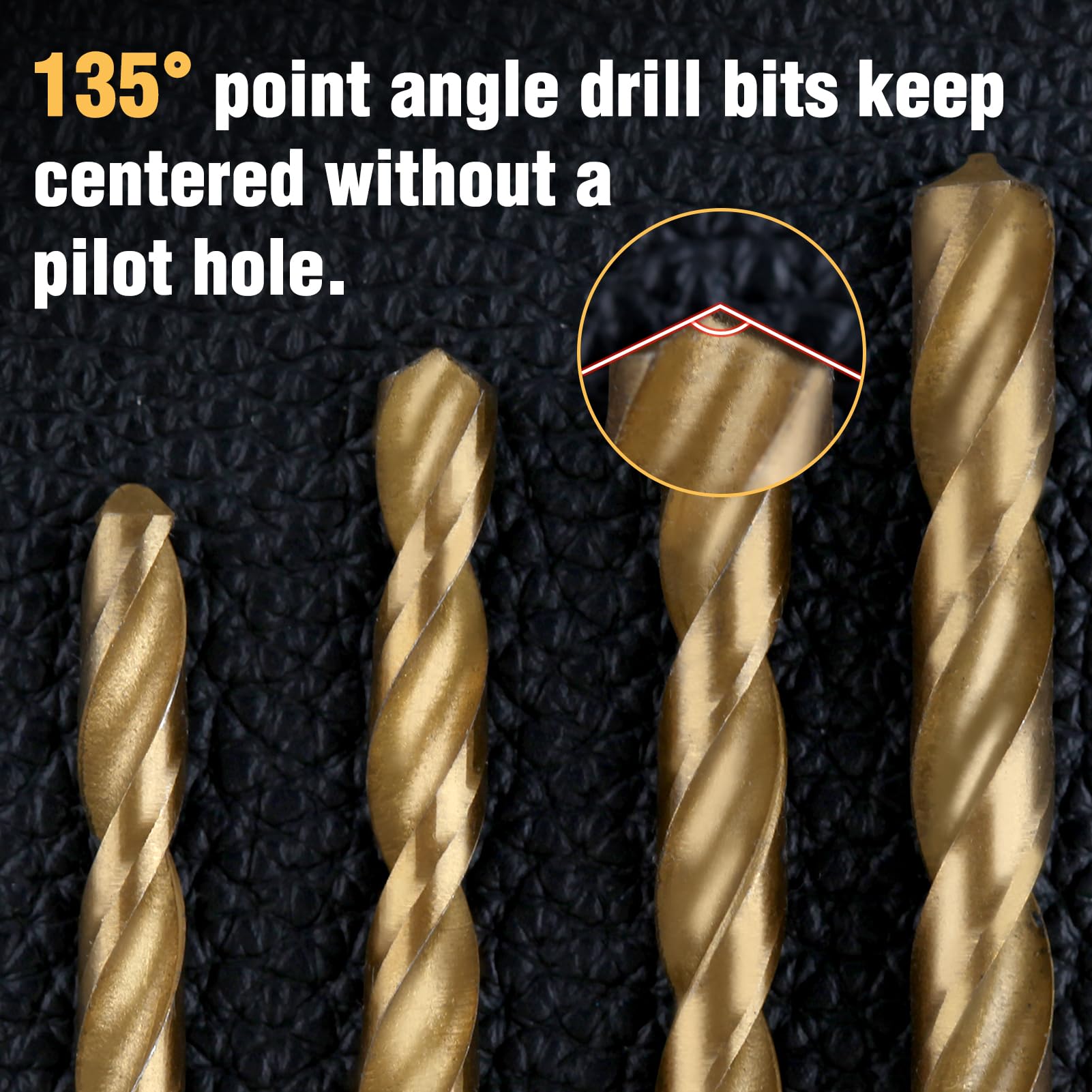 SPEEDWOX 13Pcs Titanium Twist Drill Bit Set 1/4 inch Hex Shank Drill Bit Set High Speed Steel Quick Change Hex Drilling Bit Twist Drill Bits Set Drill Bits for Metal Wood Plastic Aluminum 1/16"-1/4" - Image 3