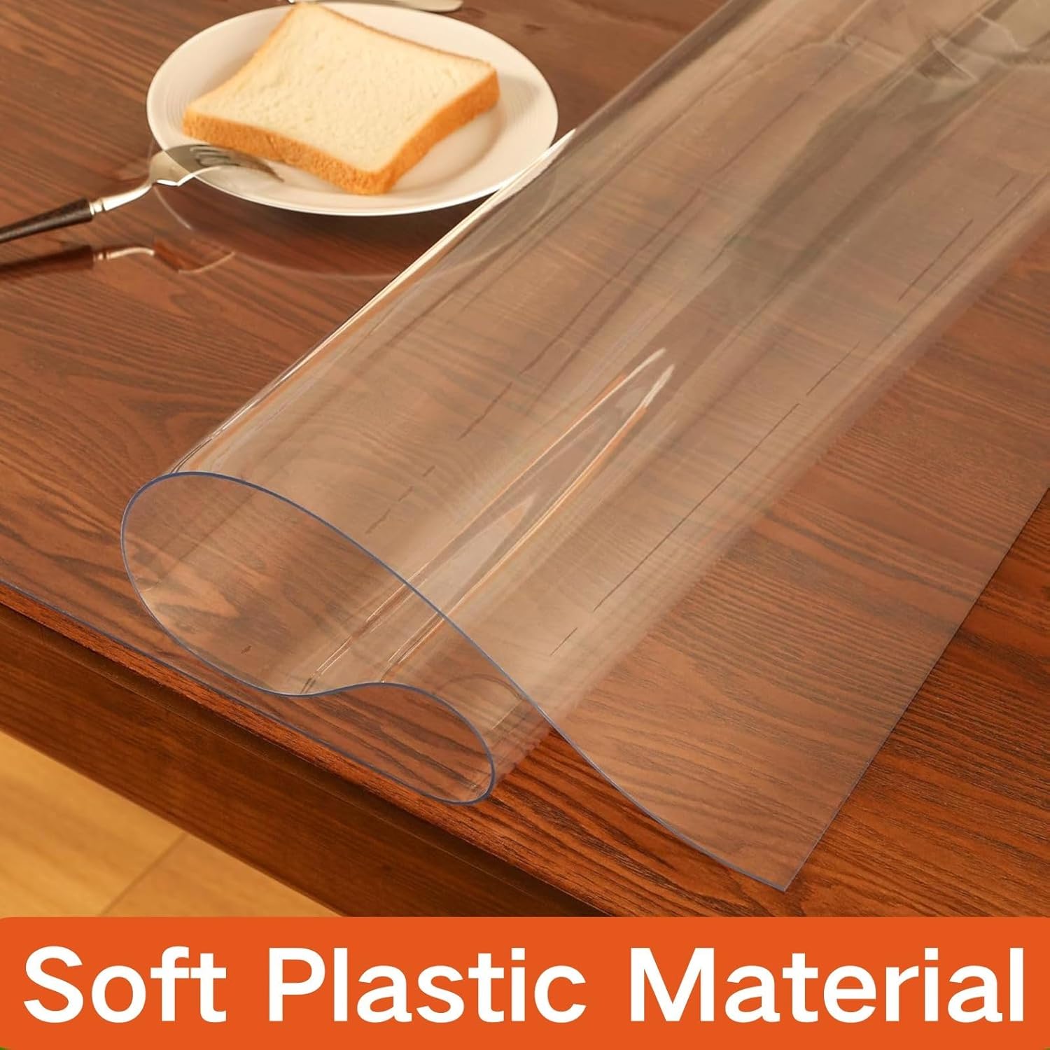 PVC Clear Table Protector 0.08in Thick Plastic Table Cover Rectangle, Desk Protector Mat for Dining Room Table, Waterproof Tables Cover Protector, for Dresser, Writing Desk，Dining Room(38" x 52")