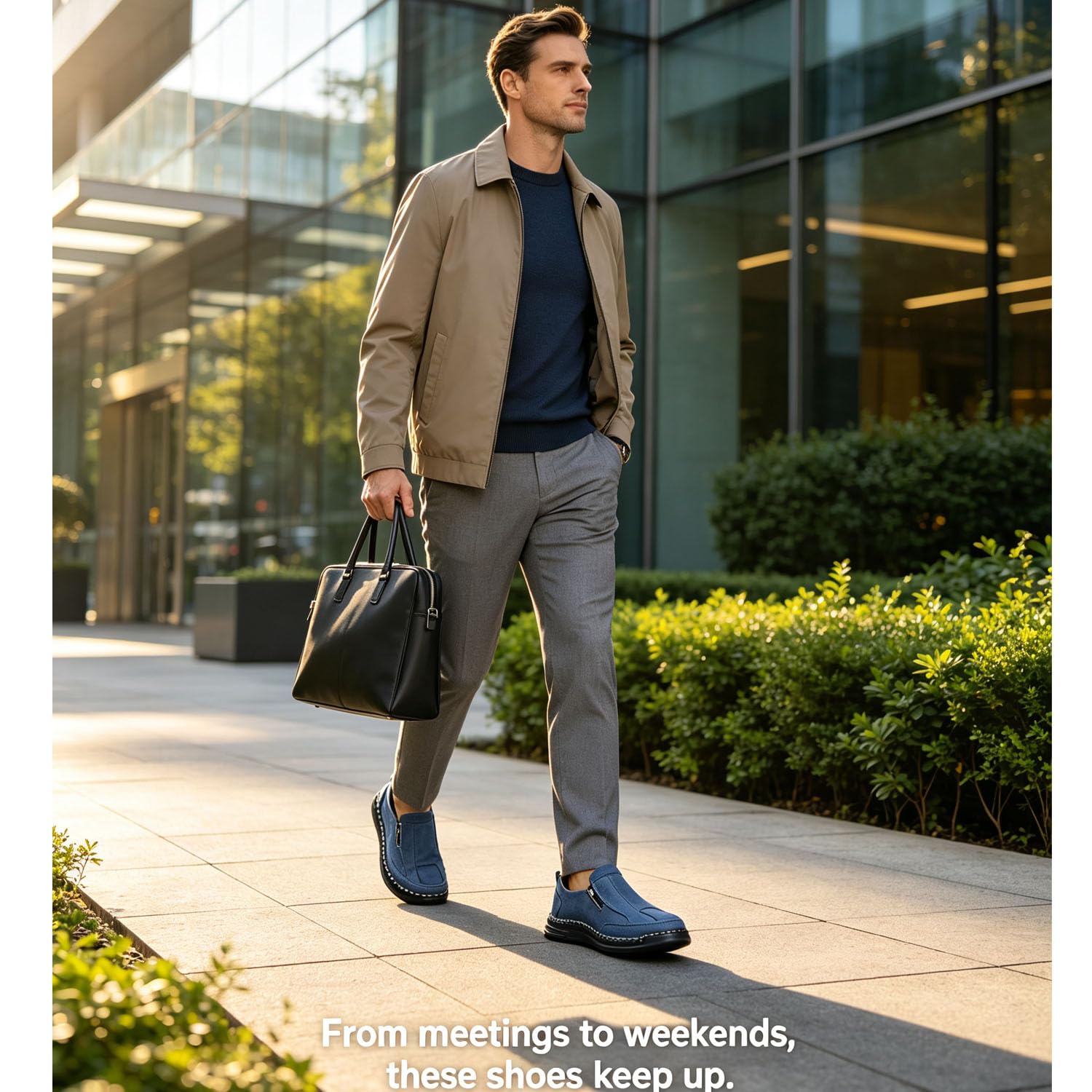 Mocasines casuales de cuero cosidos a mano para hombre