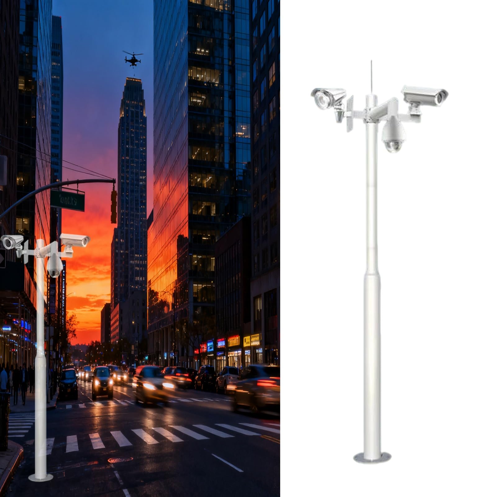 Este Soporte Universal para cámara de Seguridad, de 4 m/157 Pulgadas de Altura, es un Soporte Duradero para Uso doméstico y Comercial. Incluye una Jaula de Refuerzo para Montaje (Estilo C) q