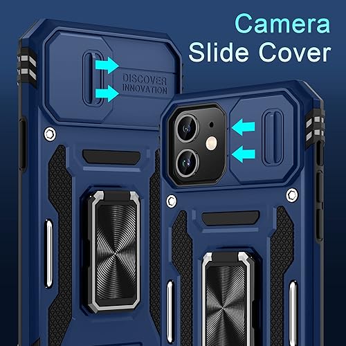 Miniatura 3 de DEERLAMN Funda para iPhone 1212 Pro con cubierta deslizante para cámara + protector de pantalla (2 unidades), soporte de anillo giratorio de grado