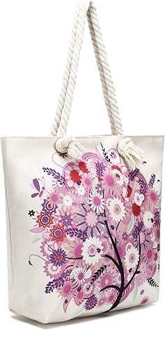 Miniatura 3 de Bolsas de mano con asa de cuerda, bolsa grande con asas de cuerda, lona resistente, reutilizable, bolsa de compras para comestibles, bolsa de playa