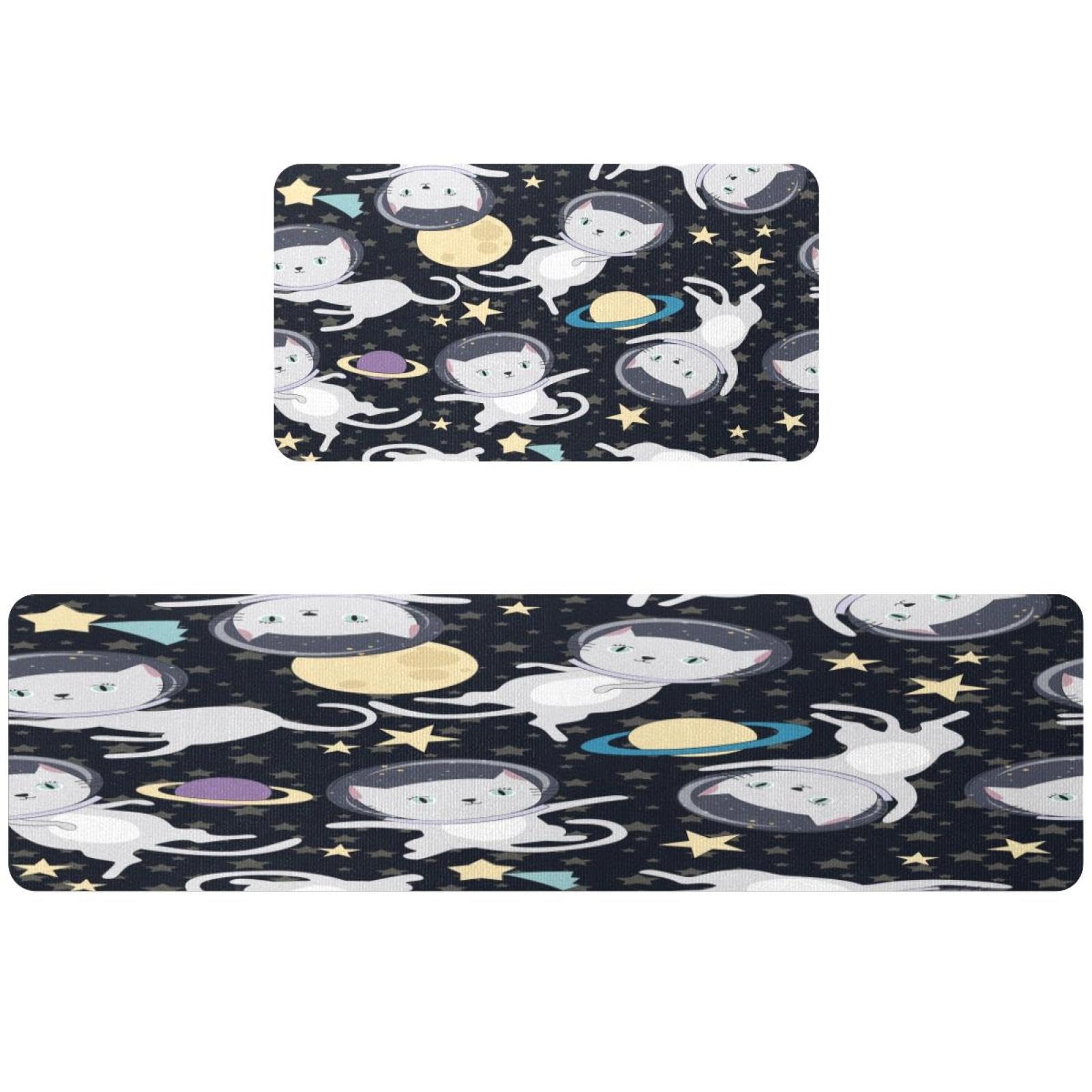 Alfombrillas de cocina de gato astronauta para decorar pasillos y cuartos de lavado