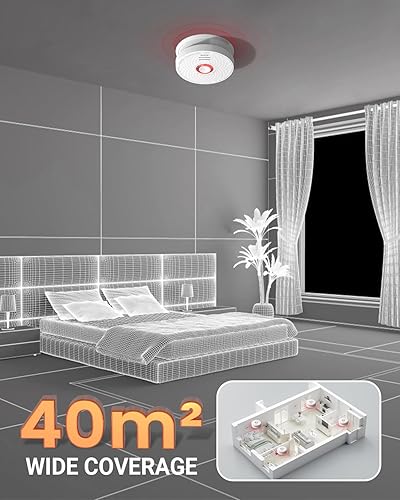 Miniatura 7 de Jemay Detector de humo, alarma de humo con tecnología fotoeléctrica de 10 años, detector de humo con batería de 9 V, alarma de incendio con botón de