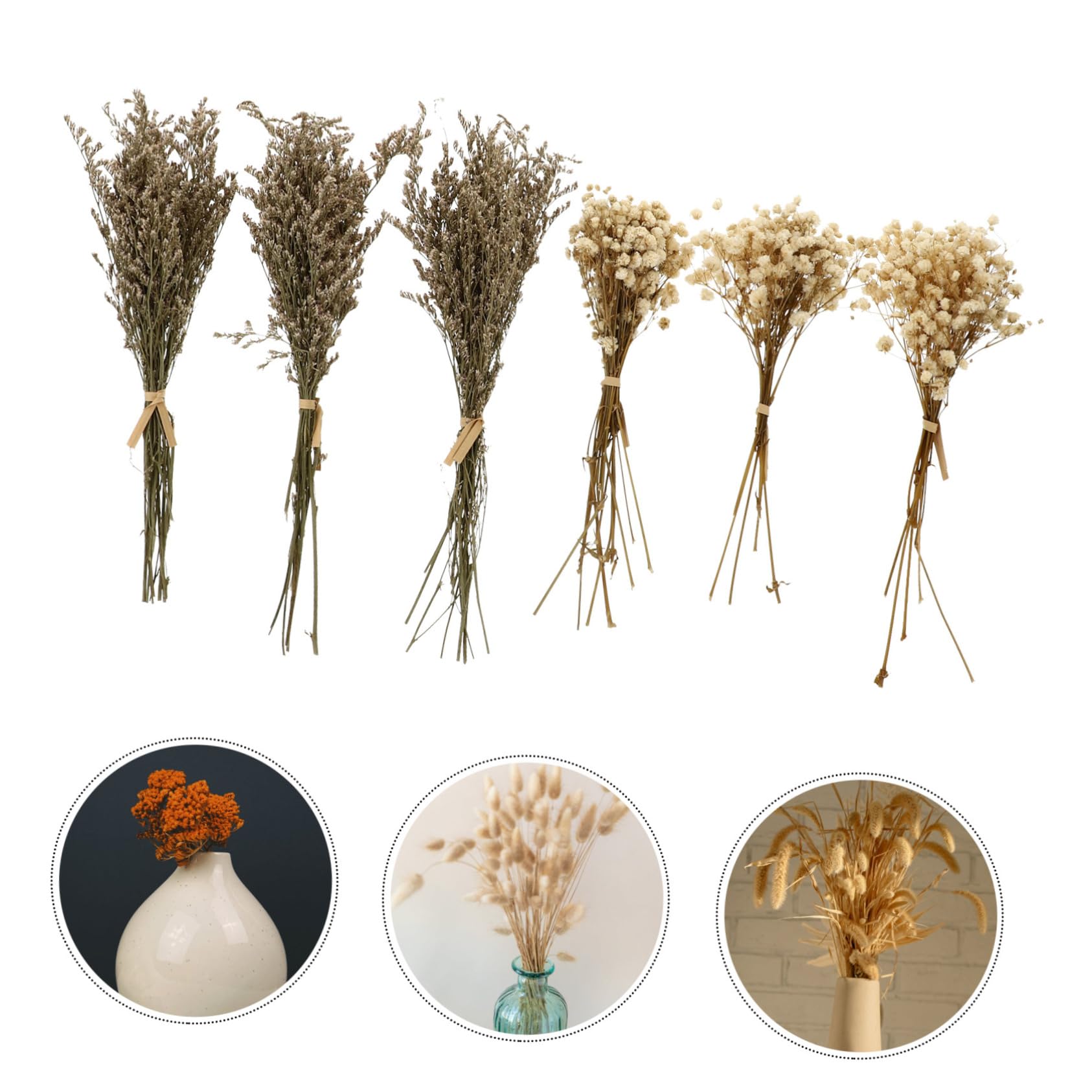 MAGICLULU Lot De 5 Bouquets De Fleurs Séchées Décoration Dintérieur Bouquets Légers pour Salon Ne Se Fanent Pas pour Soirées Dansantes Anniversaires 6 Pièces X 5