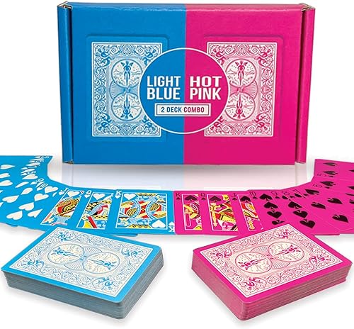 Paquete gemelo rosa azul del tamaño del póker de los naipes de la bicicleta