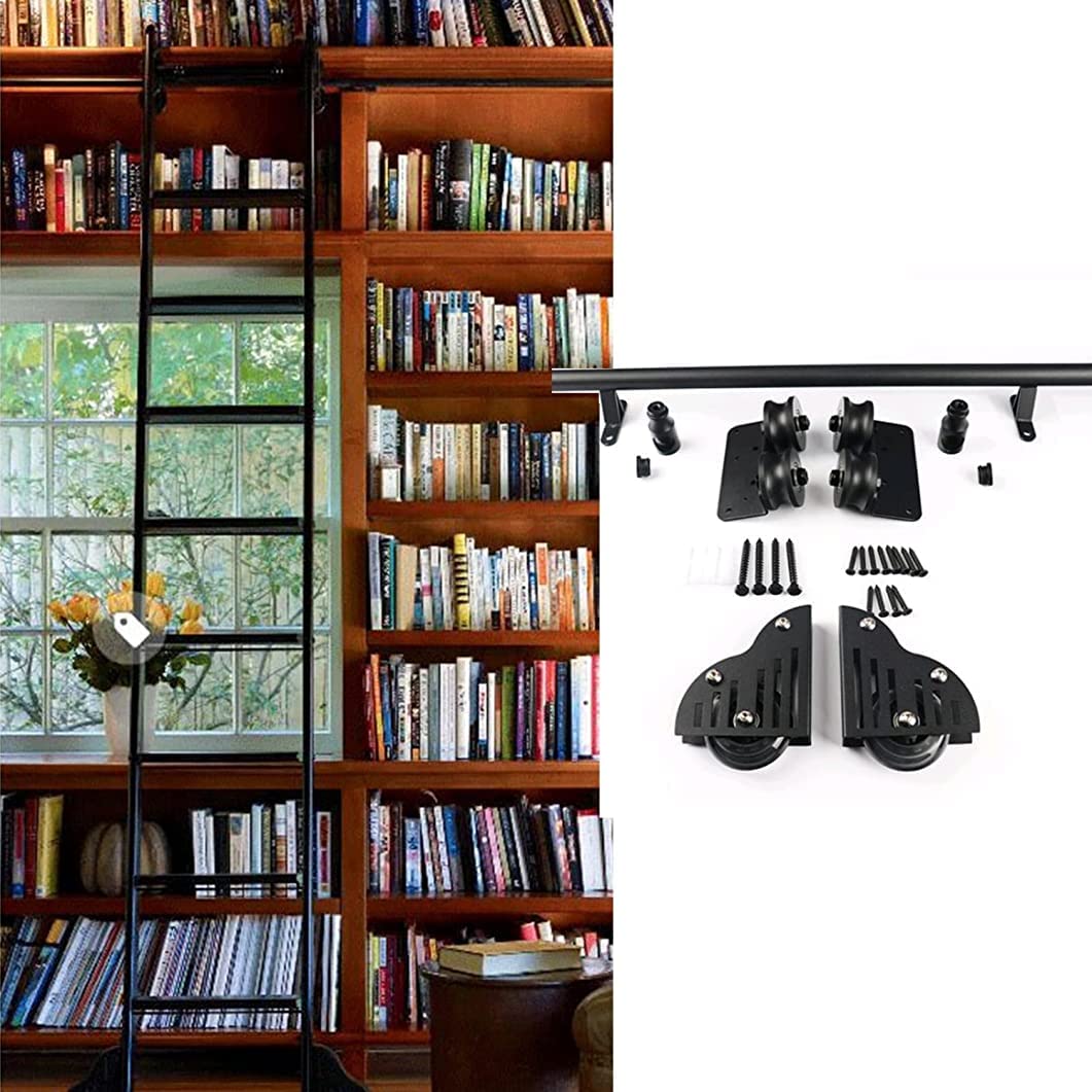 Kit complet de bibliothèque à échelle coulissante avec rail d'extension mobile de porte