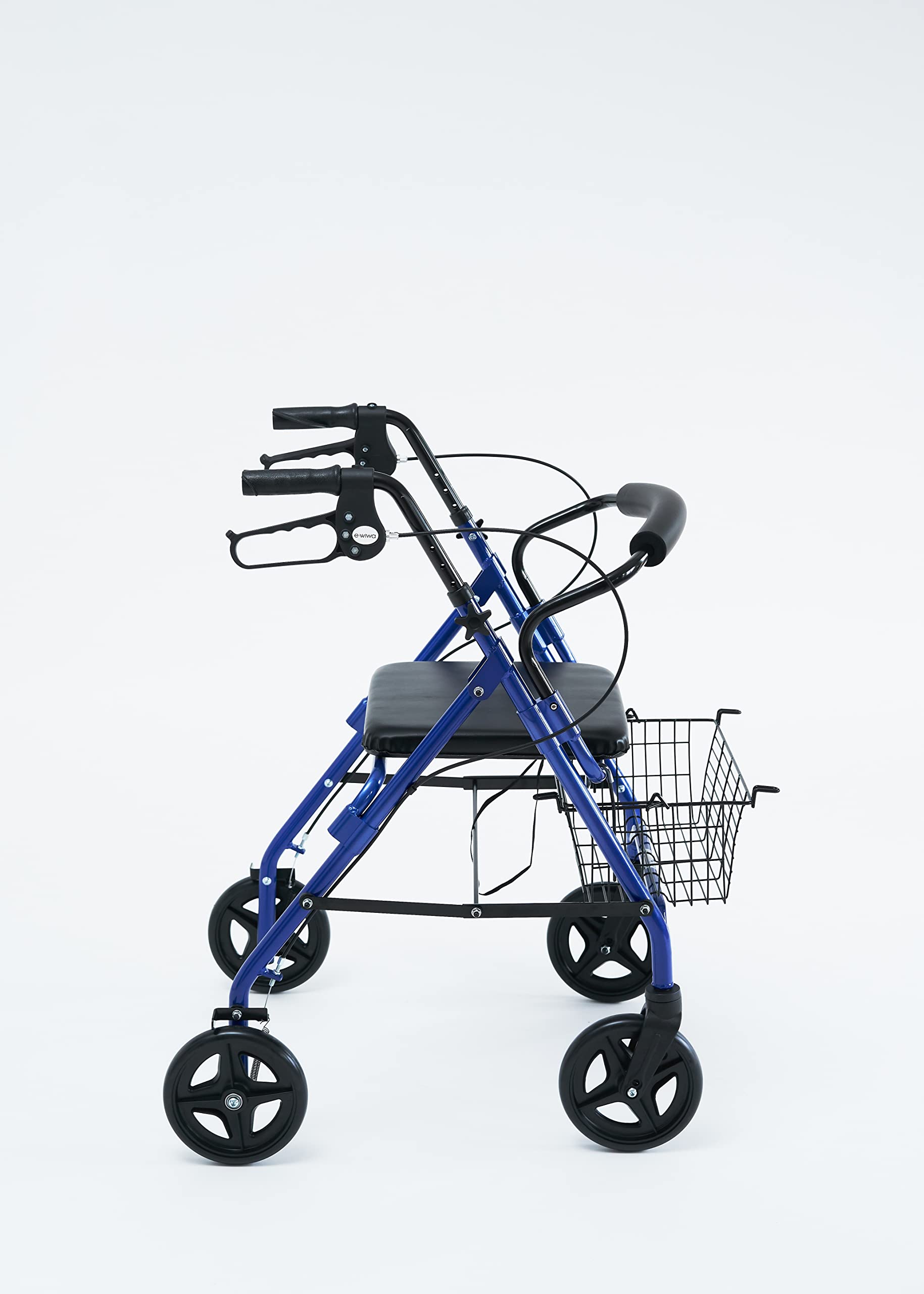 Rollator in alluminio con cestino, impugnature anatomiche regolabili in altezza, sedile, poggiaschiena ruote da 7,3"