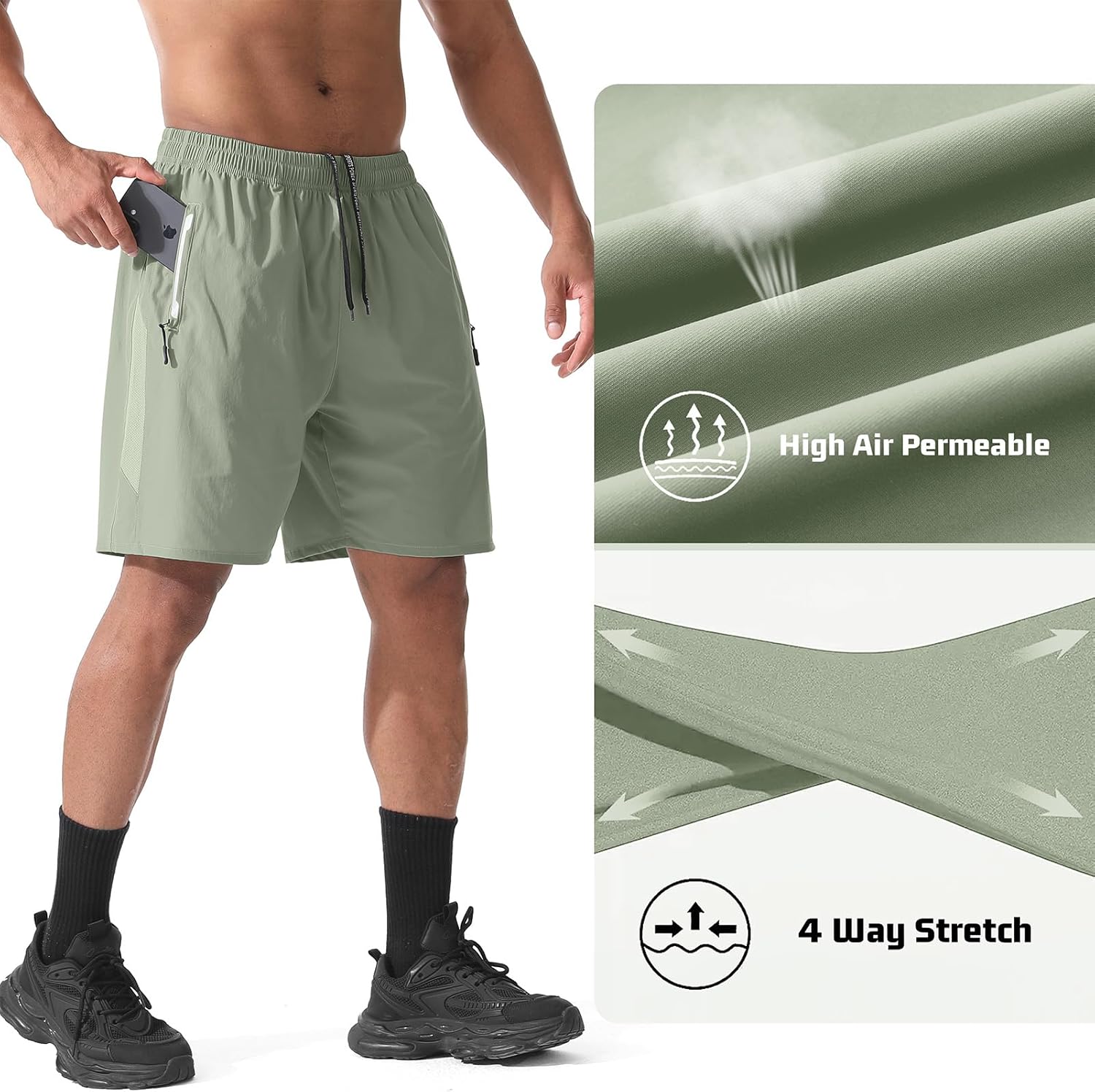 Athletic Running Shorts for Men 2 Pack 7"/9" Quick Dry Workout Gym Shorts with Zipper Pockets - Image 4