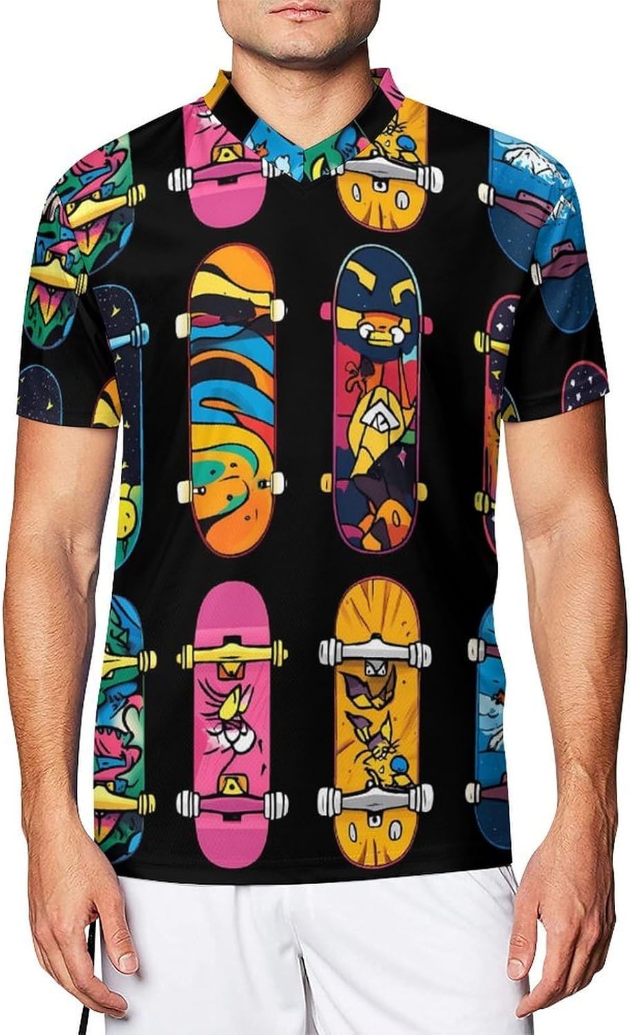 Skateboard Mens V Neck Soccer Jersey Quick Dry Breathable Short Sleeve T Shirt Sports Football Tops 6X-Large