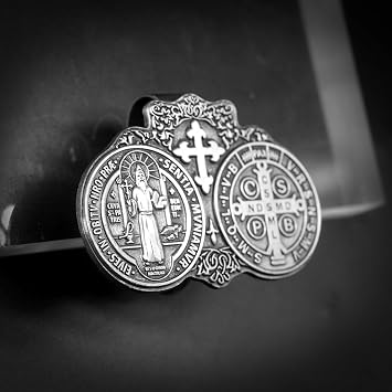 St Benedict Medal for Car Saint Benedict Visor Clip Accessories Bless Driving Safety Religious Gift for Parent, Family, Friend, Driver (1)