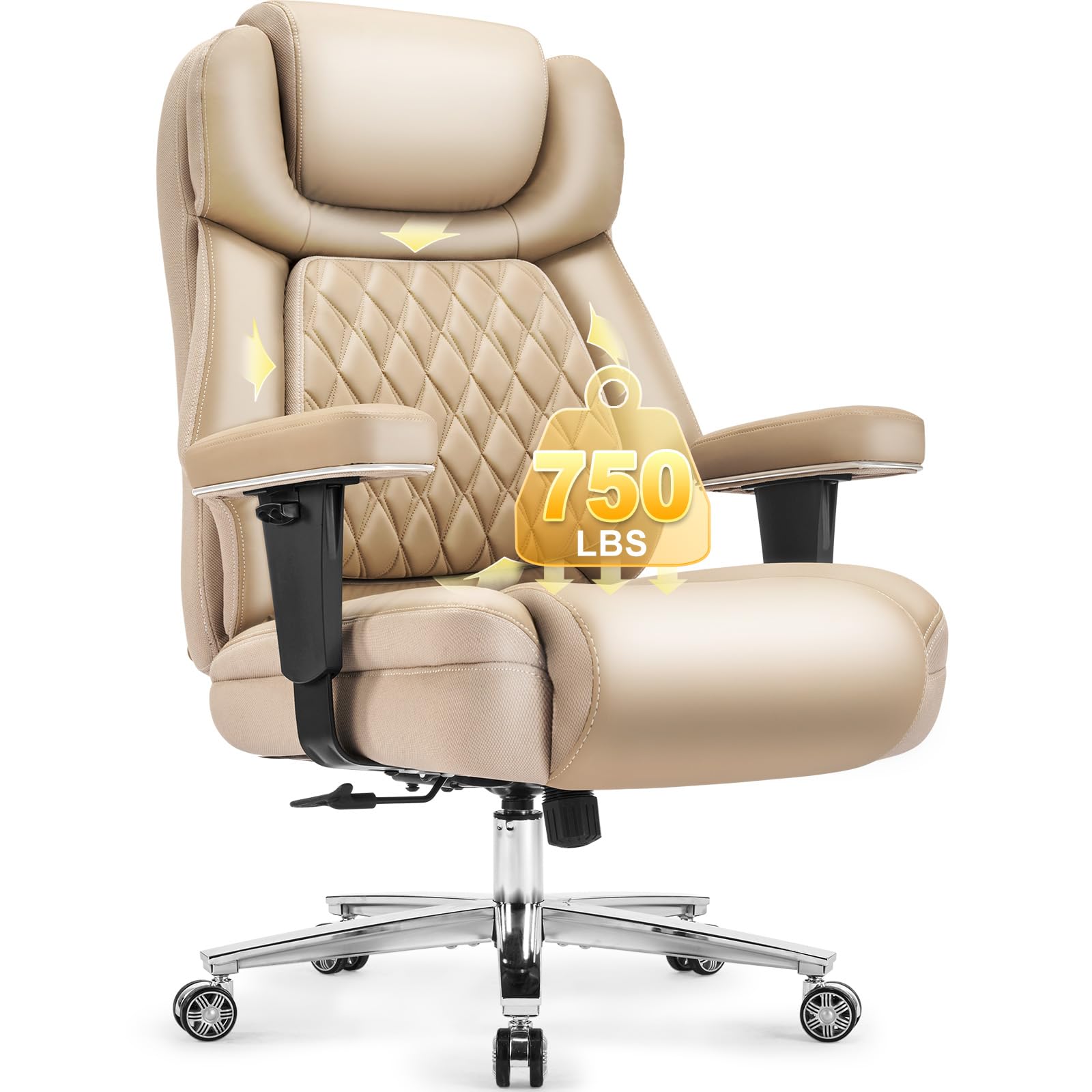 Big and Tall Office Chair 650lbs Heavy Duty Office Chairs with Dual Rubber Wheels Extra Wide Desk Chair