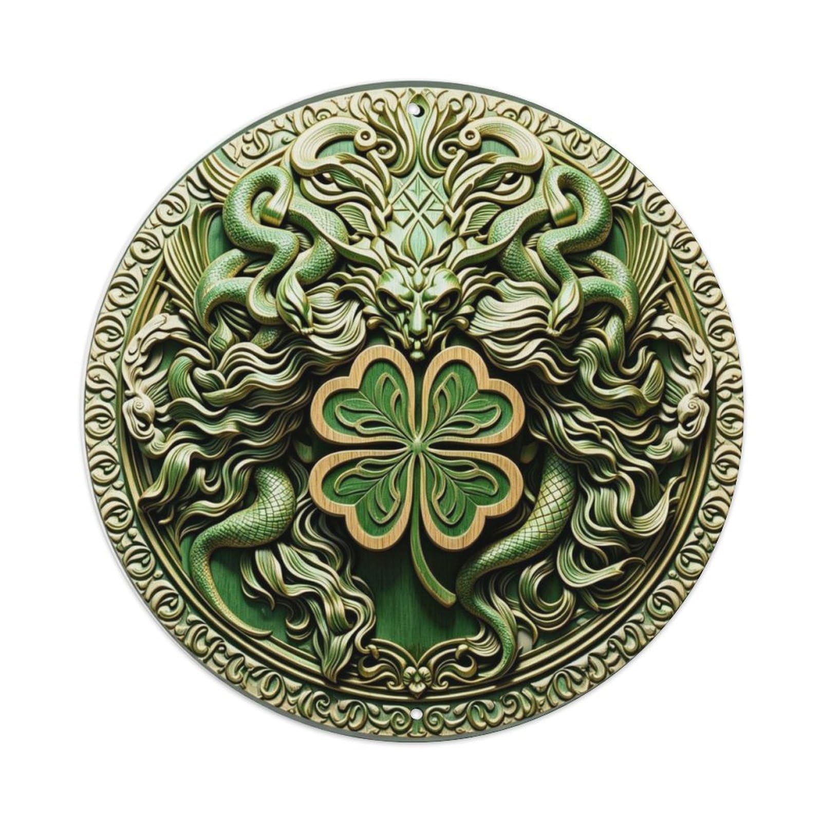 Irish Four Leaf Clover 3D Carved Lucky Metal Tin Sign Plaque