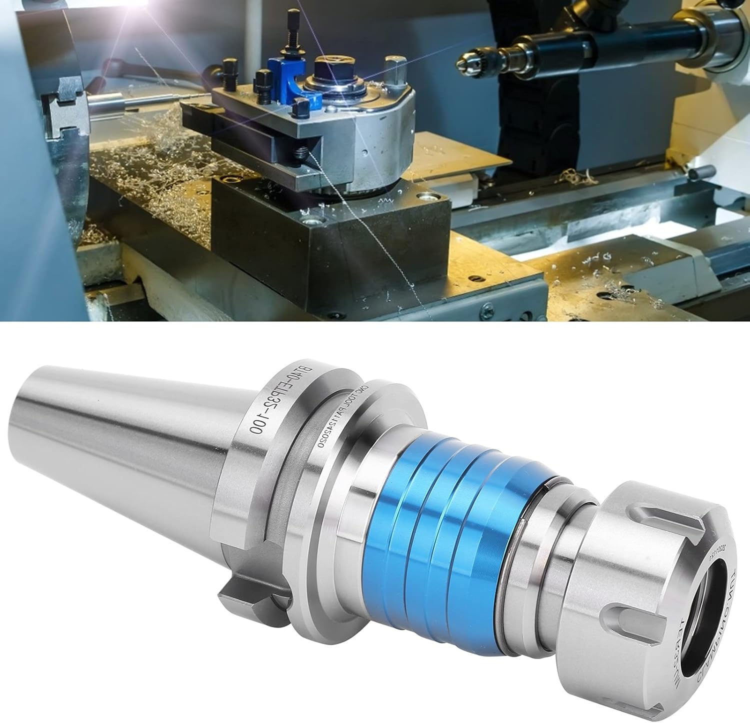 BT40 ETP32 100 Tapping Holder, 20CrMnTi Thermal Resist Taper Chuck, M2 to M30 Threading Tool for CNC Milling Machines, Aerospace and Automotive Component Fabrication