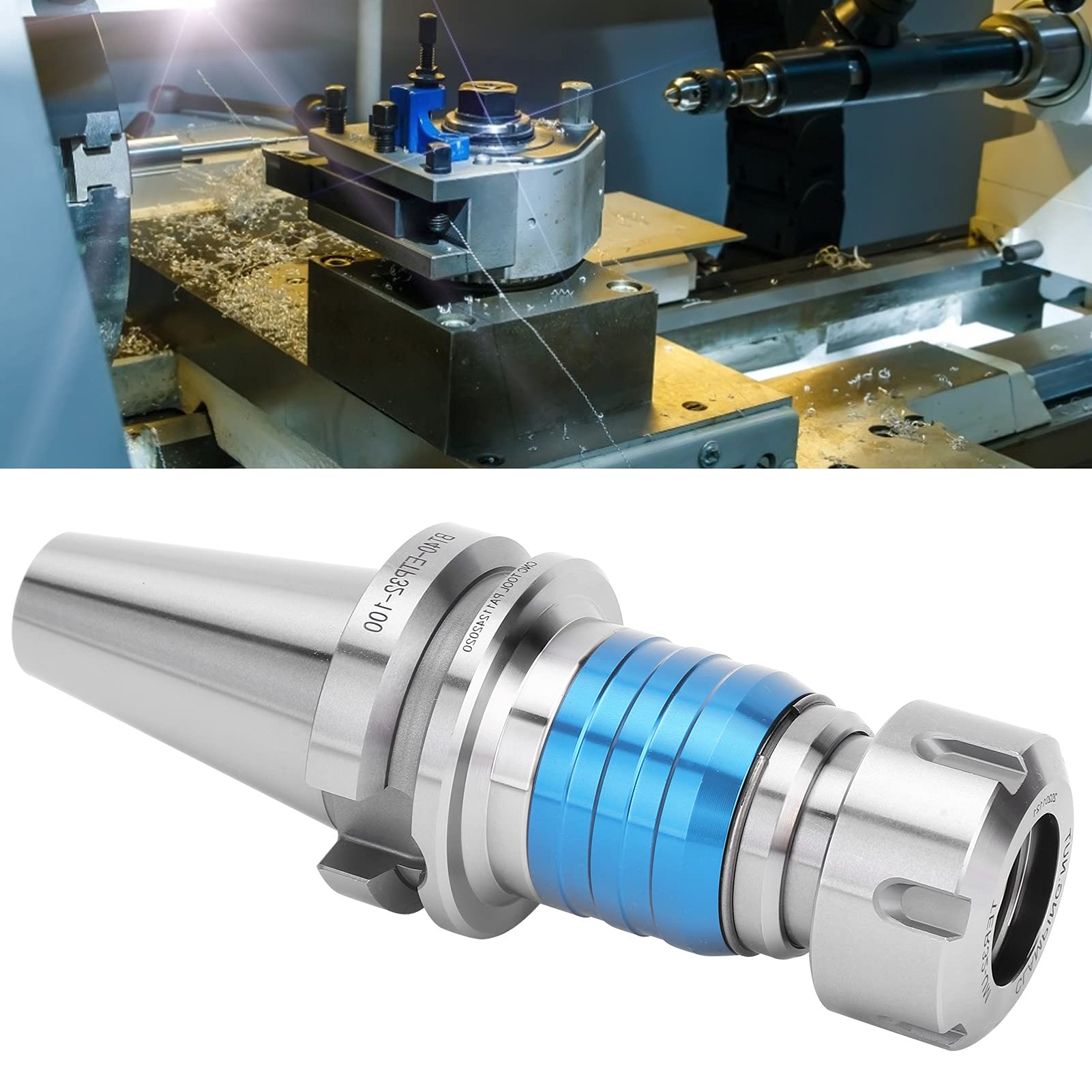 BT40 ETP32 100 Tapping Holder for CNC Milling Machines, Telescopic Floating Function, Durability, accurate Threading, ERG32 Adapter Chuck, Suitable