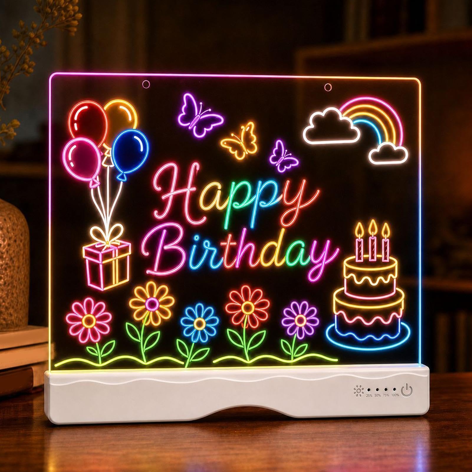 Pizarra de Dibujo Luminosa Pad De Dibujo Recargable Con Rotuladores | Pizarra De Escritura LED Con 13 Efectos para niños y niñas, colegio, aula, hogar, viajes, coche y avión