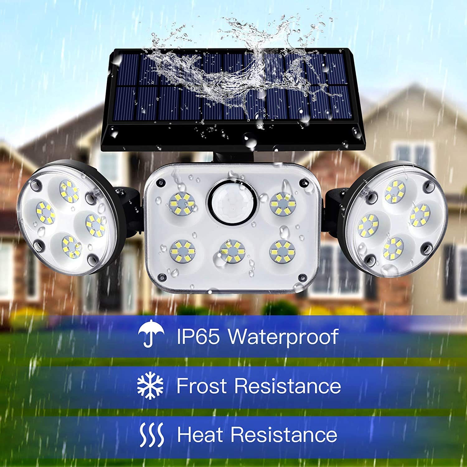 Luci Solari Da Esterno Con Sensore Di Movimento, 3 Teste Regolabili 270°, 78 LED, Impermeabile IP65, 3 Modalità Di Illuminazione, Ideale Per Giardino, Cortile E Vialetto - 4