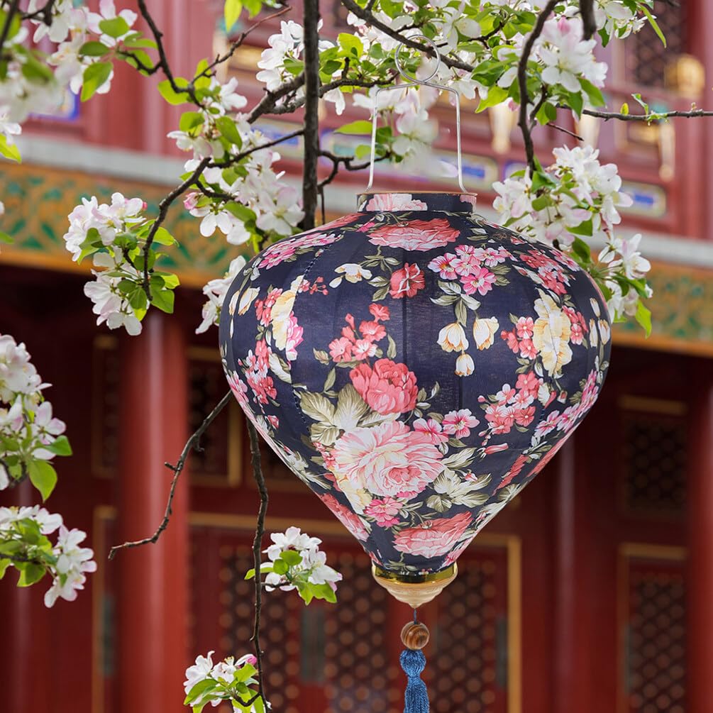 BESPORTBLE Lanternes Ovales En Soie Vietnam Lanterne Lampe Chinoise Japonaise Lanterne Suspendue Pour Mariage Nouvel An Fête Jardin Cour Décor 14 Pouces