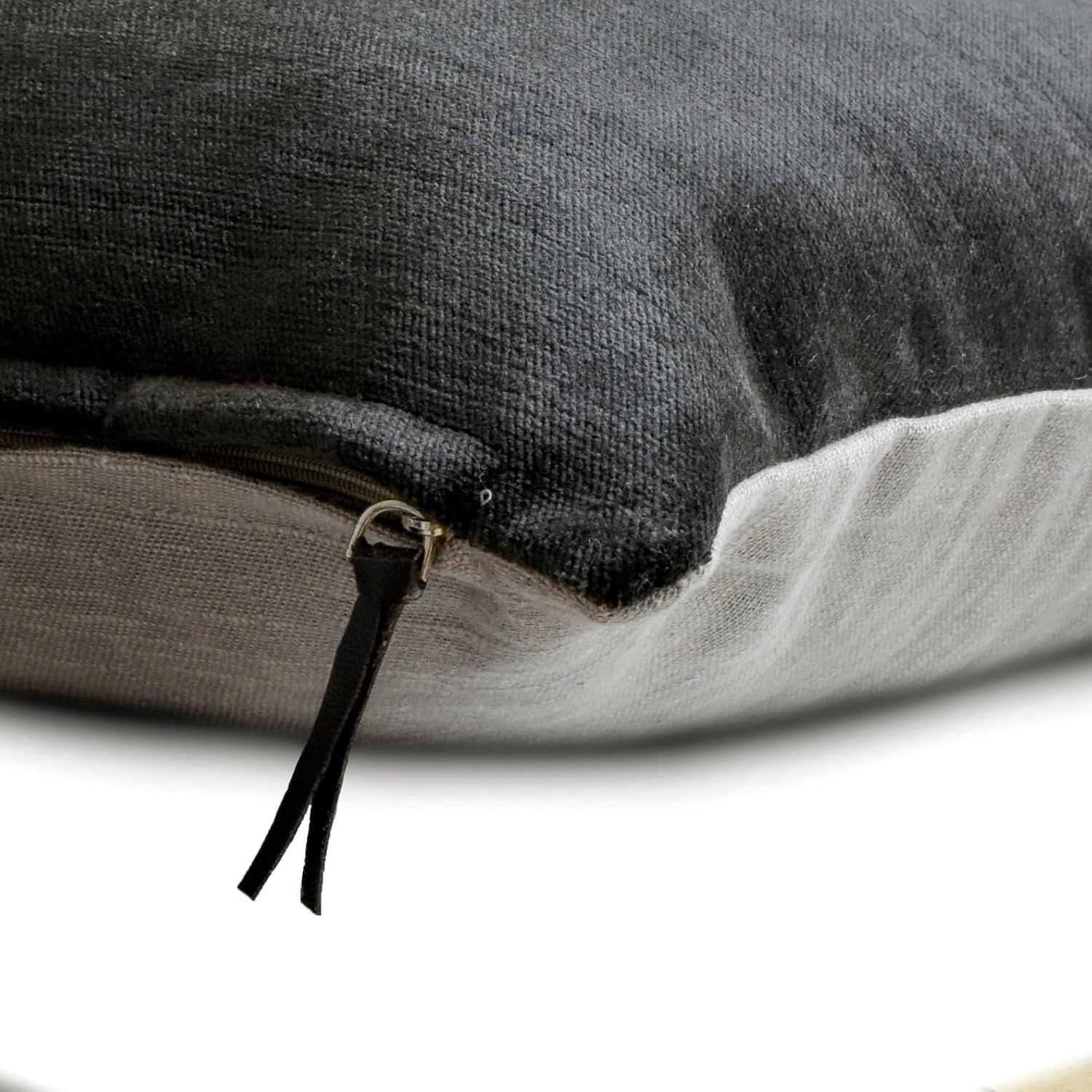 The HomeCentric Decorative Grey 14"x14" (35x35 cm) Pillow Covers, Velvet Double Side, Top Zipper Faux Faux Leather Puller Throw Pillows for Sofa, Solid Pattern Modern Halloween - Velvet Grey Jules