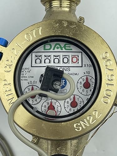 Miniatura 75 de DAE MJ-100 Medidor de agua potable sin plomo NSF61 de 1 pulgada, salida de pulso + acoplamientos, galones