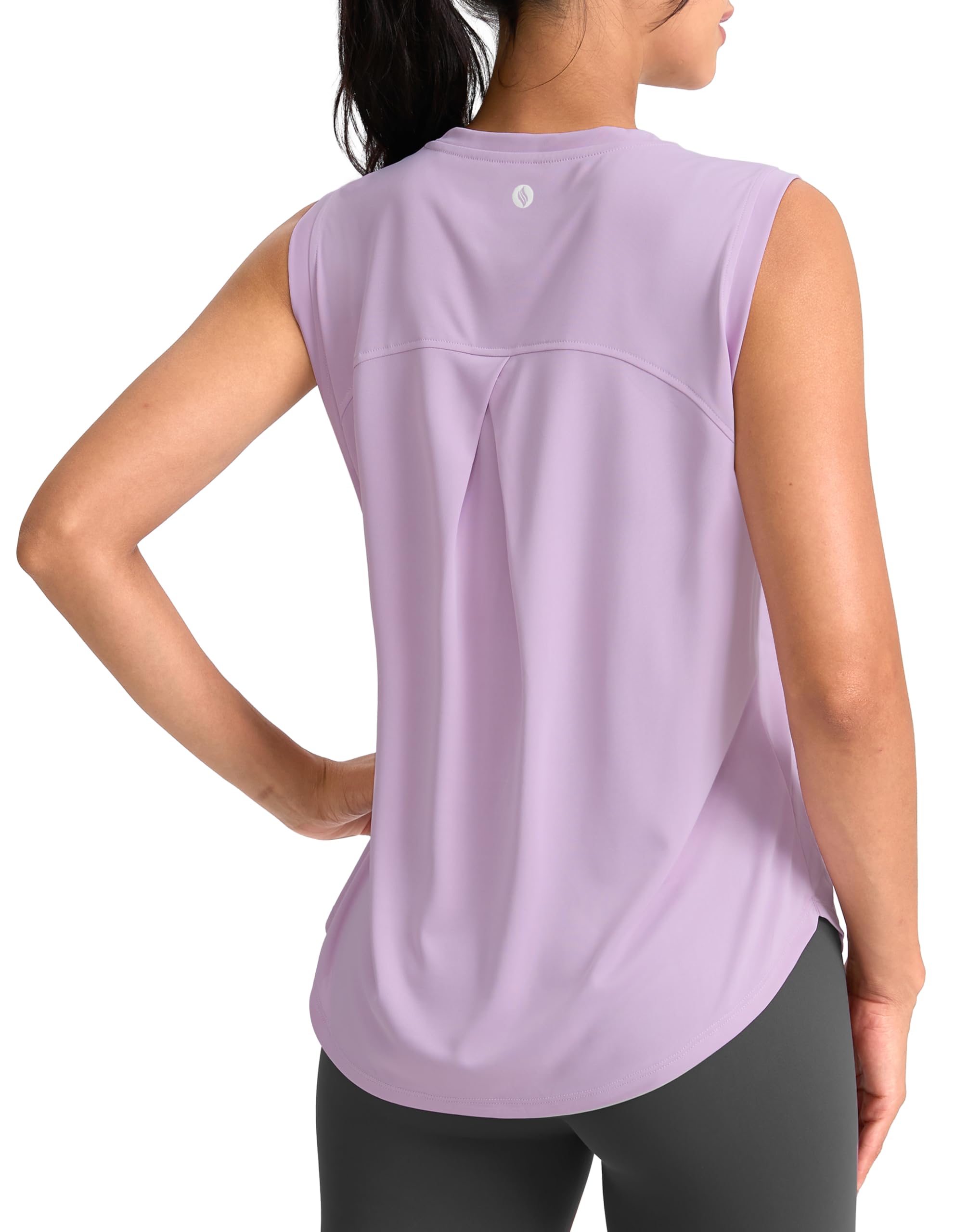 SANTINY Women's Sleeveless Workout Tops Breathable Lightweight Active Tennis Yoga Shirts Athletic Running Tank Tops for Women (Purple_L)