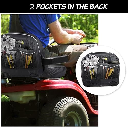 Miniatura 4 de HOMEYA Funda de asiento para cortacésped, resistente al agua, 600D, Oxford, con relleno y bolsillos traseros, para asientos de 9.8 pulgadas de alto,