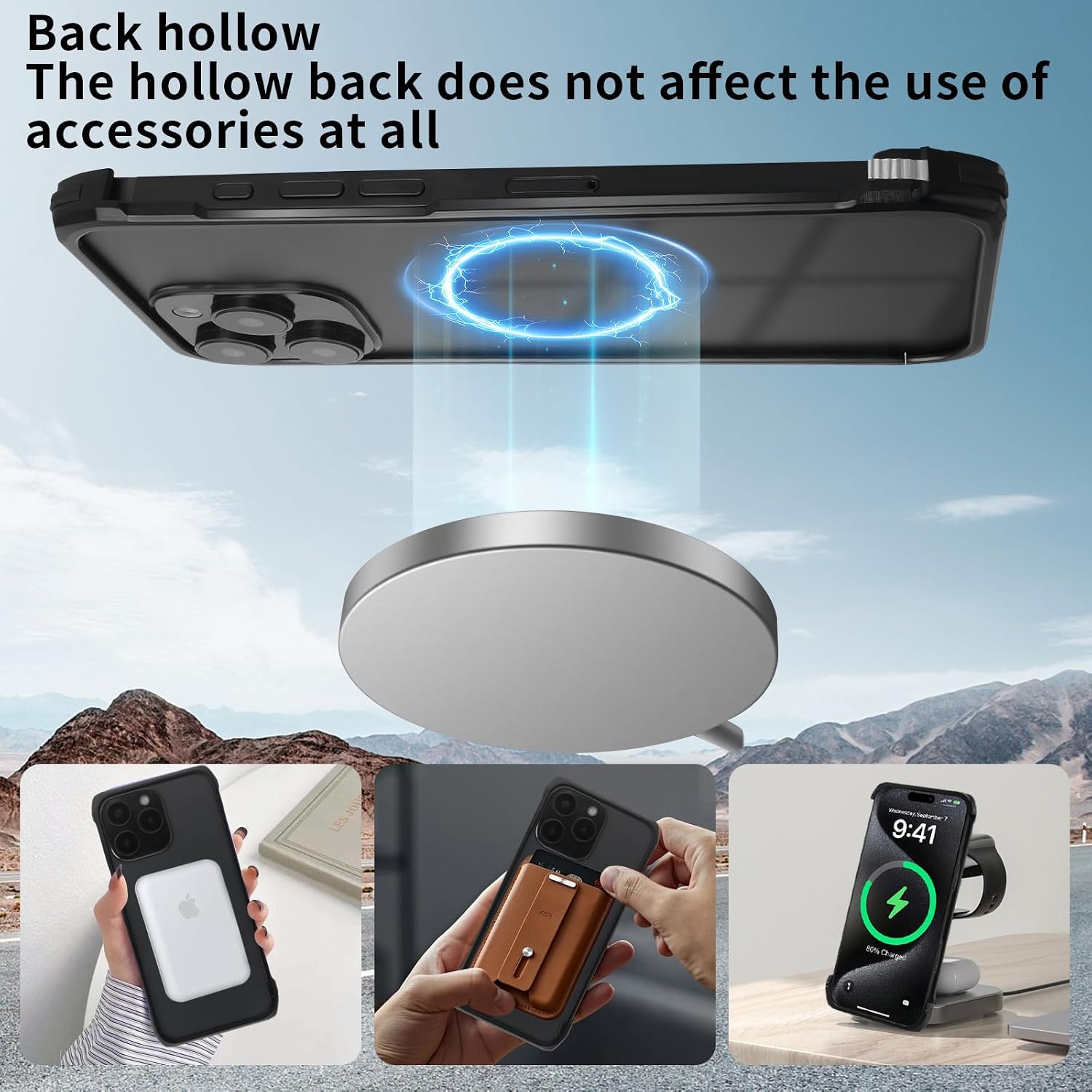 for iPhone 17 Metal Bumper Case Frameless, Slim Fit No Back No Frame Backless Aluminum Alloy Bumper Compatible with MagSafe 4 Corners Shockproof (Black)