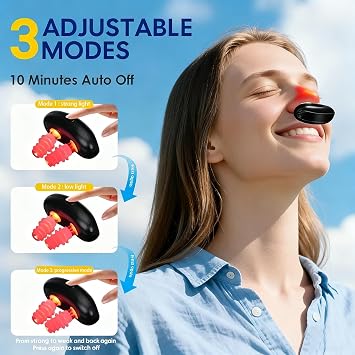 Respi-Relief Red Light Nasal Therapy Device, RespiRelief Nasal Red Light Therapy, Physiotherapy Nasal Soothing Device for Nose Nasal Clearing Instrument, Infrared Light Therapy Instrument (Black B)